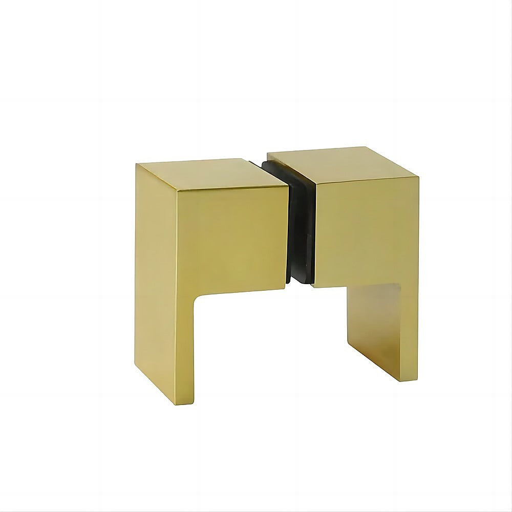 120x90cm Frameless Corner Shower Screen with Gold Brackets & Stainless Steel Hinges - Square Double Pull Handle for Modern Bathroom Renovation