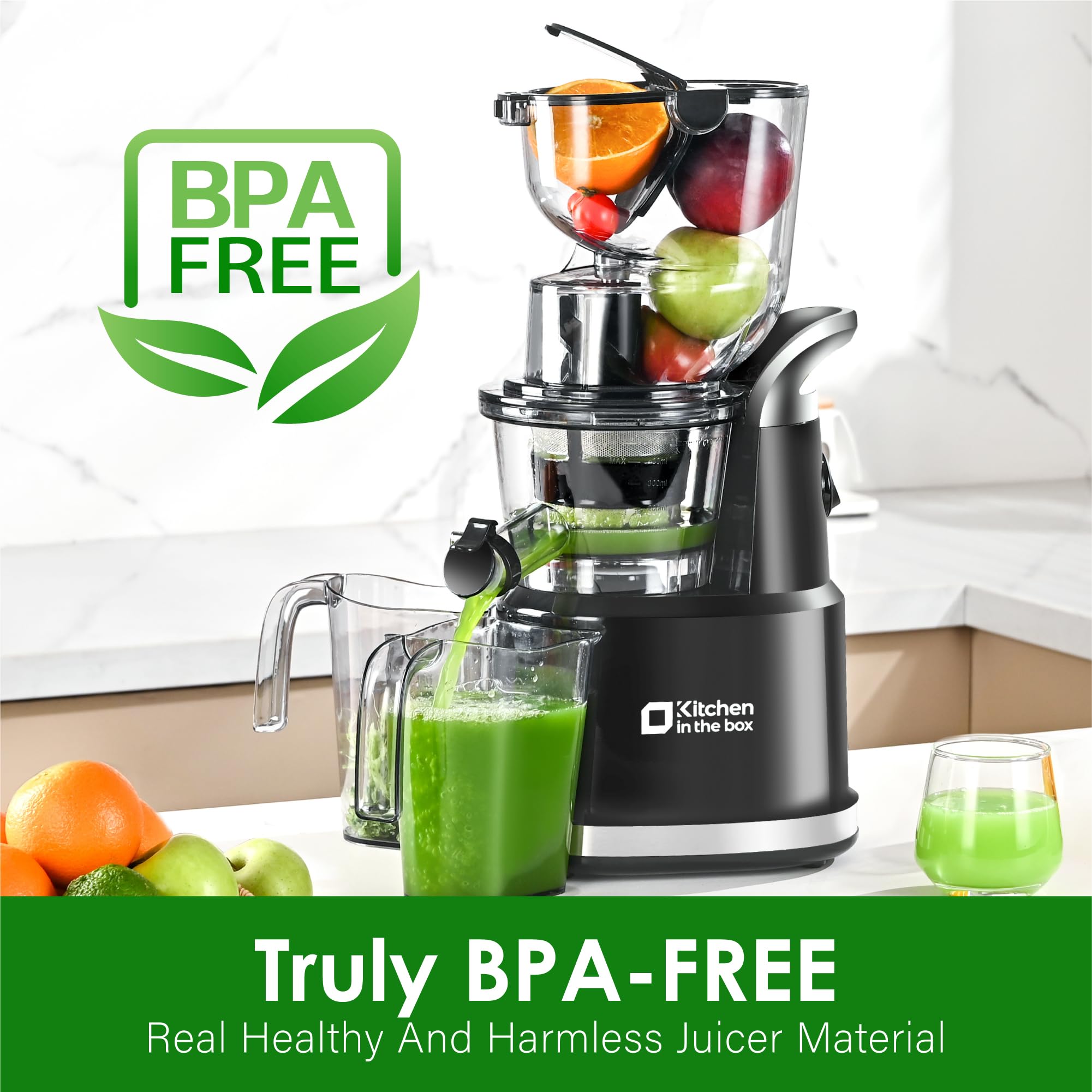 Premium Cold Press Juicer Machine - Slow Masticating Juicer with 3.26