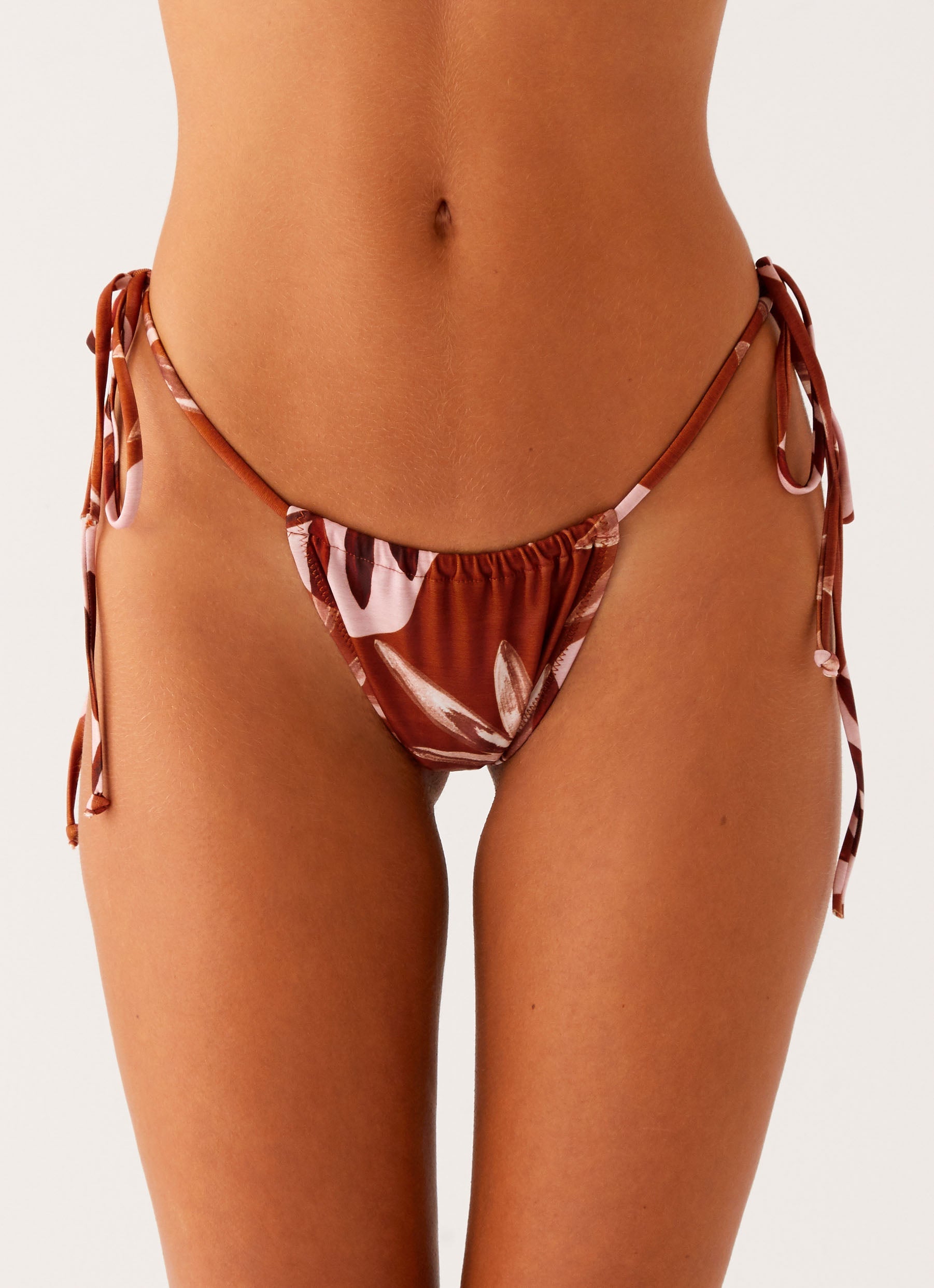 Calista High Waisted Bikini Bottoms - Cinnamon Palm Print Swimwear for Women | Beach Vacation, Pool Party & Summer Fashion