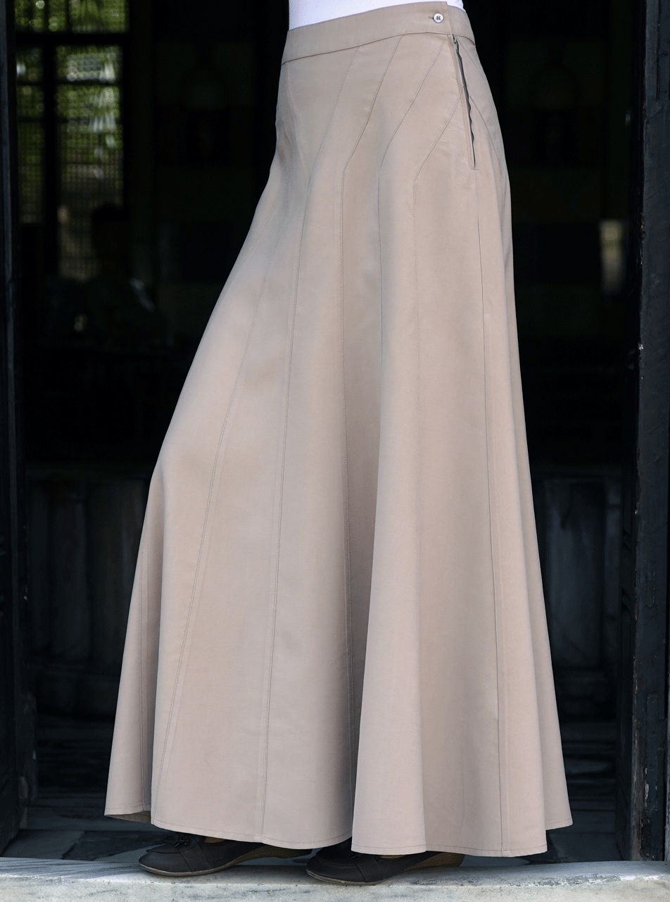 Stylish Dobby Rayon Paneled Skirt for Women - Flowy A-Line Midi Skirt with Side Slits - Perfect for Office Wear, Date Nights & Summer Outfits