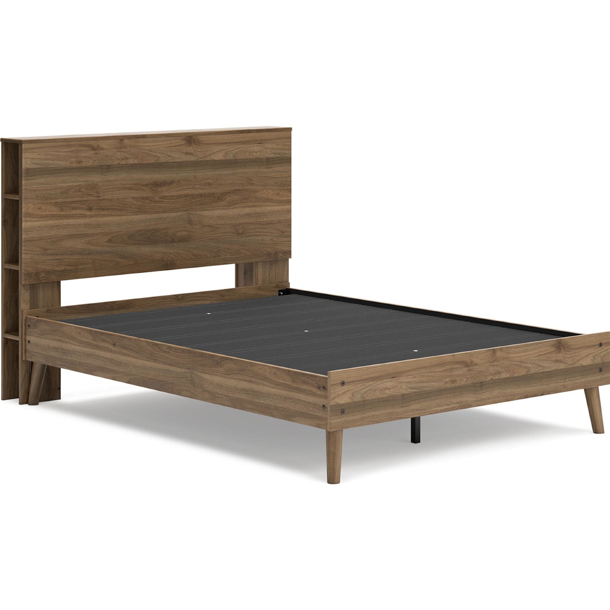 Aprilyn Full Bookcase Bed in Honey Finish - Stylish Storage Bed Frame for Small Spaces, Dorm Rooms & Guest Bedrooms
