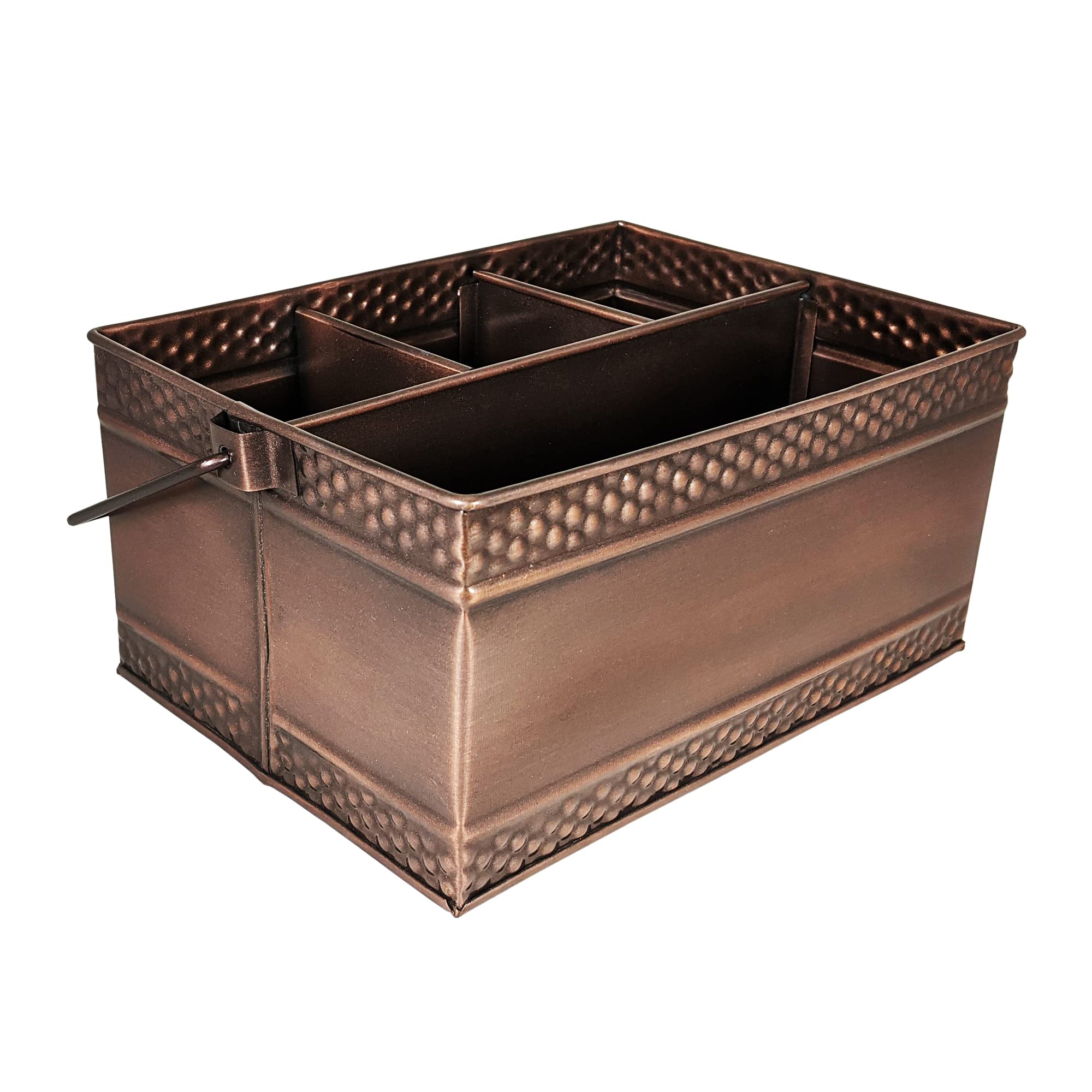 2-Piece Copper Flatware Organizer Set - Farmhouse Kitchen Utensil Caddy, Durable Metal Condiment Holder & Napkin Organizer | Perfect for Restaurants, Home Bars & Farmhouse-Style Kitchens (Ideal for Organizing Cutlery, Spices & Dining Essentials)