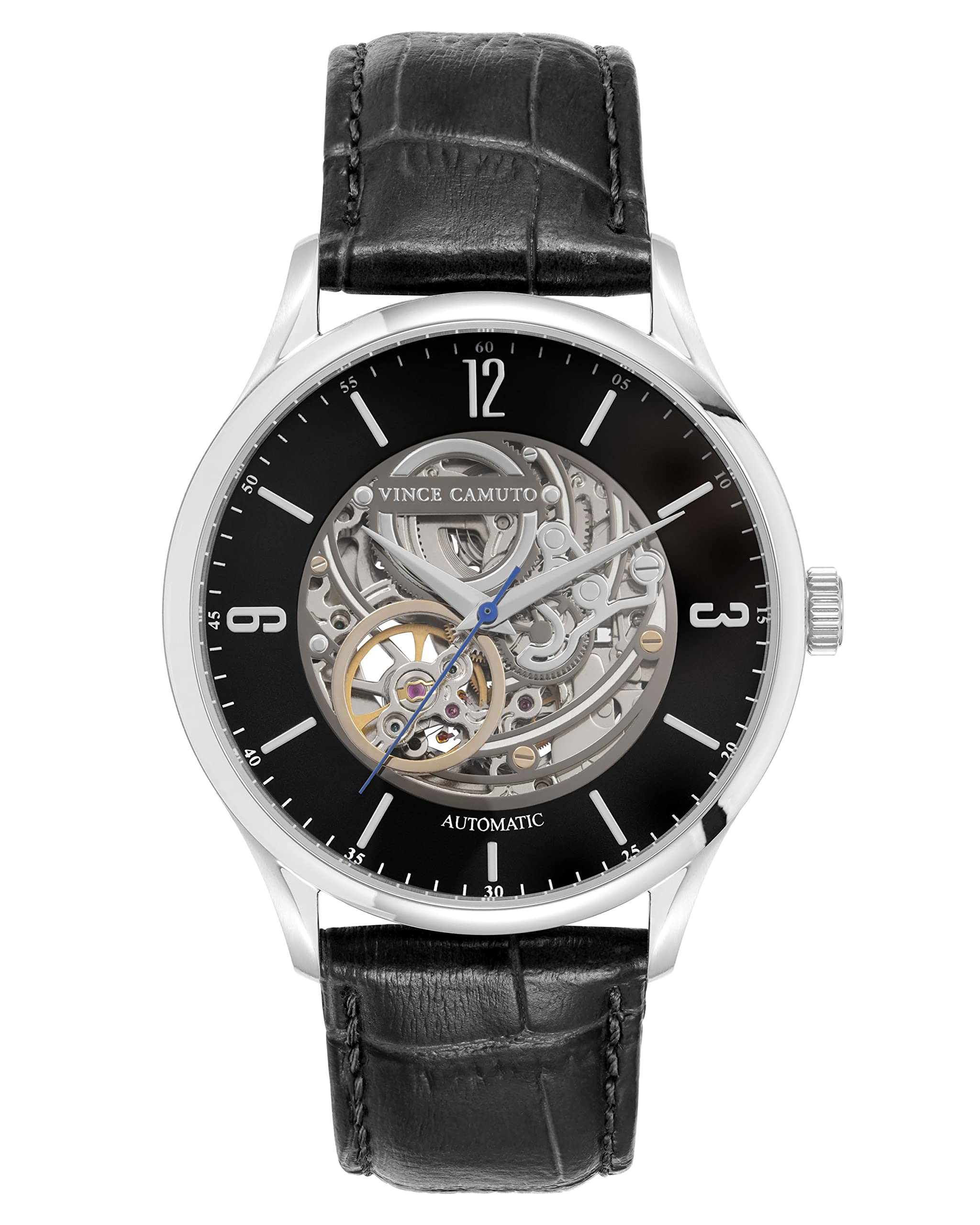 Vince Camuto Men's Automatic Watch with Croco-Grain Leather Strap - VC/1159 | Luxury Dress Watch for Business, Formal Events & Everyday Wear