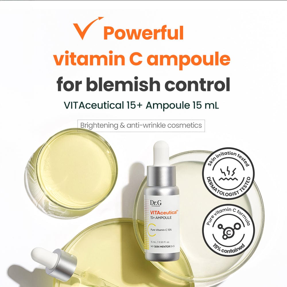 DR.G VITA CEUTICAL 15+ AMPOULE - Vitamin C Brightening Serum for Glowing Skin | Anti-Aging & Dark Spot Treatment | Perfect for Daily Skincare Routine & Nighttime Repair