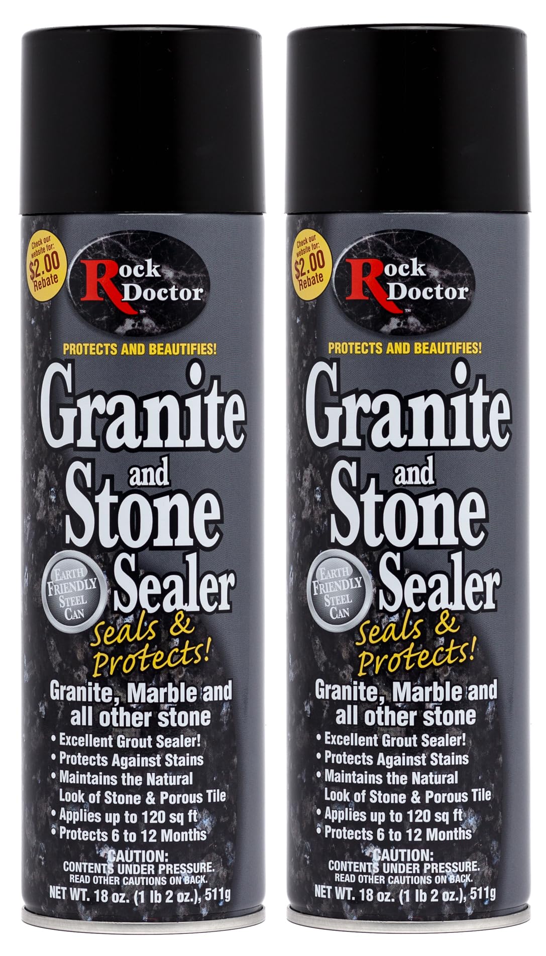 Rock Doctor Granite Sealer - Streak-Free Stone & Tile Countertop Protector for Marble, Granite, Quartz | Water & Stain Resistant | Indoor/Outdoor Use | Perfect for Kitchen Countertops, Bathroom Vanities & Outdoor Stone Surfaces | Pack of 2