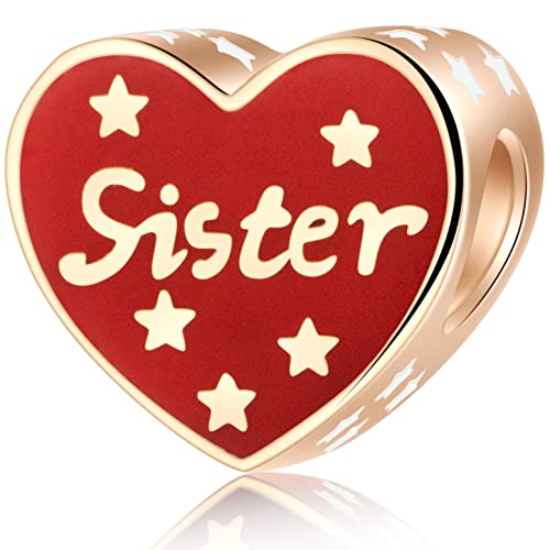 Rose Gold Sister Heart Charms