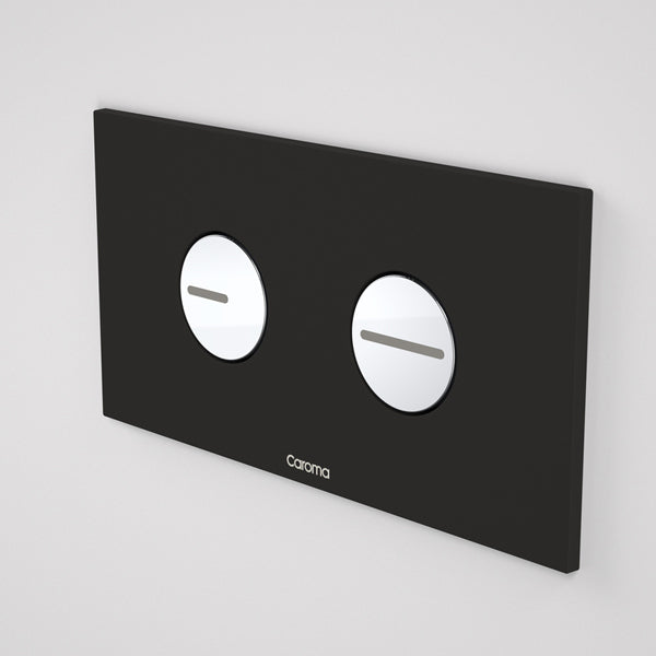 Caroma Invisi Series II Round Dual Flush Toilet Plate & Buttons in Black - Modern Bathroom Upgrade for Water Efficiency & Sleek Design