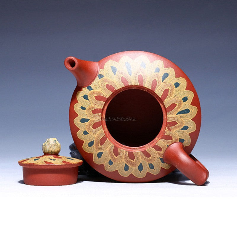 Premium Yixing Clay Peacock Teapot - Handcrafted Chinese Purple Sand Ceramic Teapot for Oolong & Pu-erh Tea | Perfect Gift for Tea Lovers & Home Decor