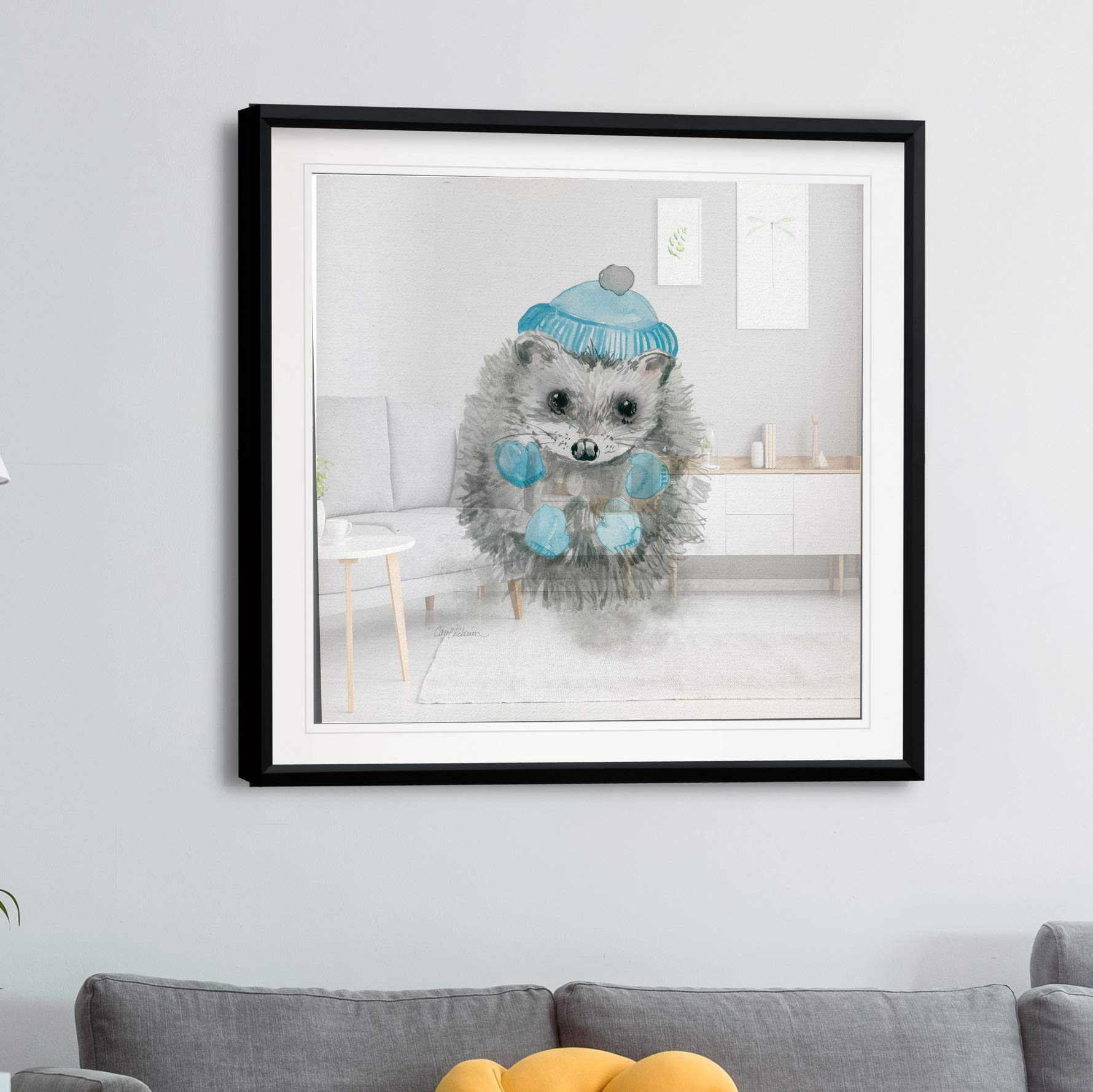 Christmas Hedgehog Nursery Decor - Animal Wall Art Abstract Painting for Kids Room, Giclee Canvas Prints | Perfect for Holiday Home Decor & Baby Shower Gifts