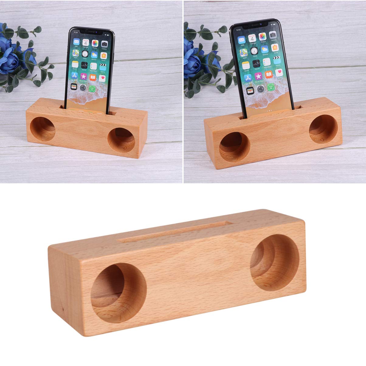 Universal Phone Stand with Sound Amplifier - Adjustable Mobile Phone Holder & Speaker Booster for Desk, Car, and Home Use
