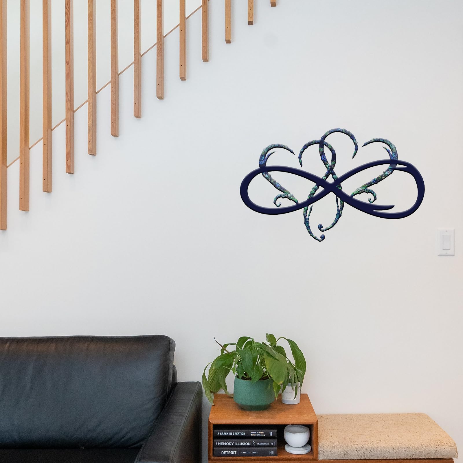 Infinity Double Heart Metal Wall Decor - Personalized Love Sign for Home, Bedroom, Outdoor - Steel Wall Hanging Art for Anniversary & Wedding Gifts (Blue)