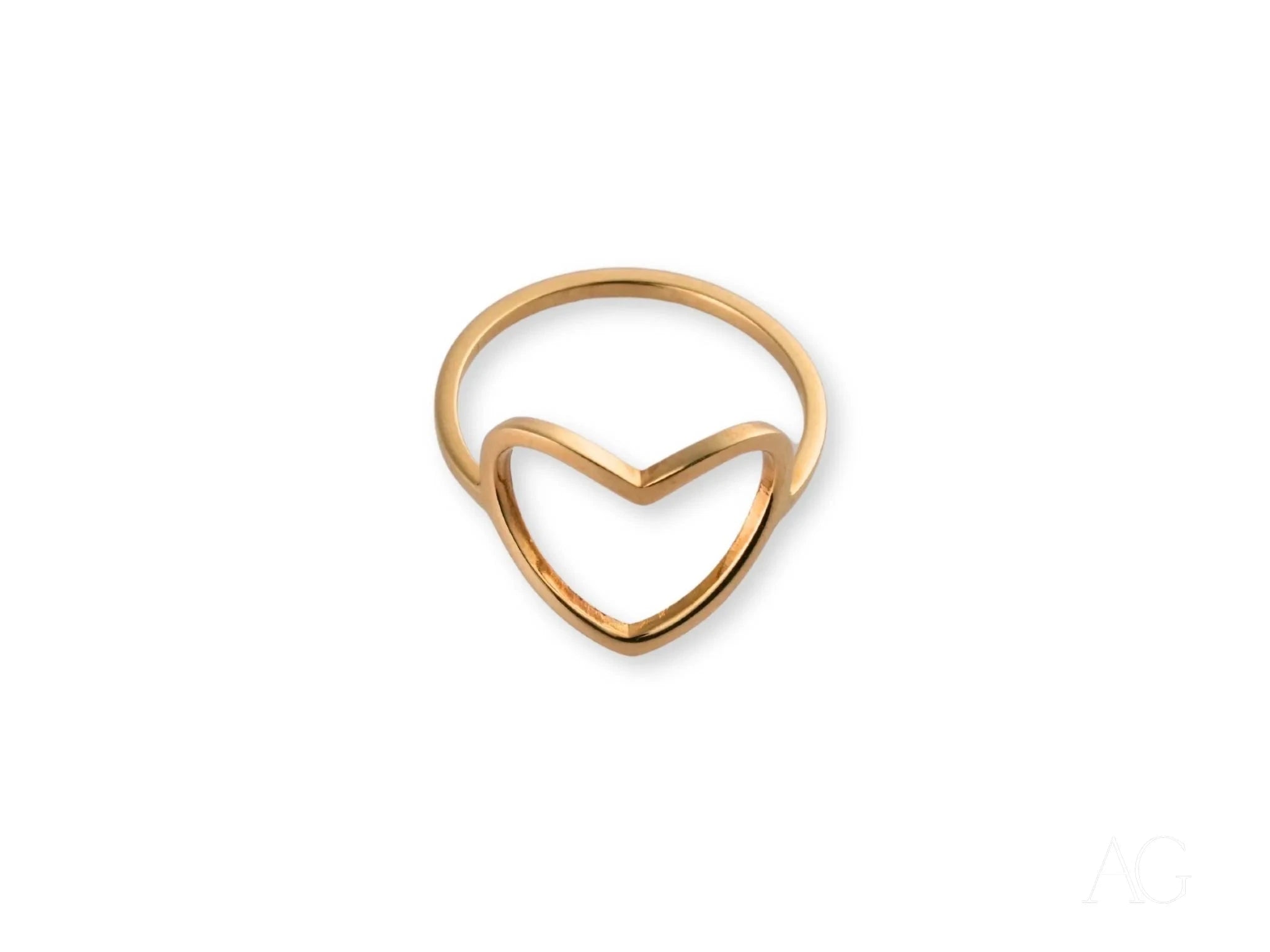 18K Gold Open Heart Ring - Elegant Golden Heart Jewelry for Women - Perfect for Valentine's Day, Anniversary & Romantic Gifts