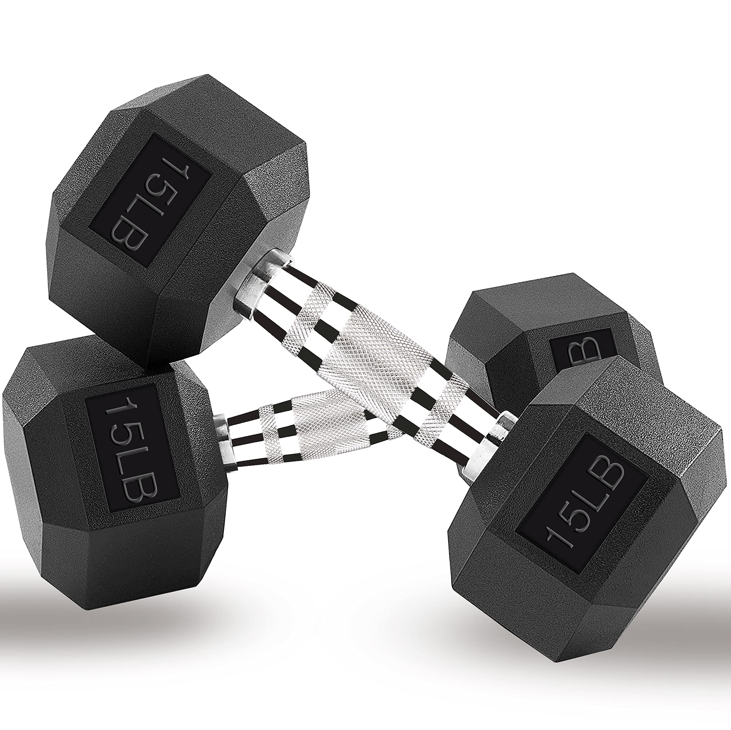 Hex Dumbbell Set 5-40LB Rubber Coated Free Weights for Home Gym - Cast Iron Exercise Dumbbells for Women & Men - Strength Training, CrossFit, HIIT Workouts