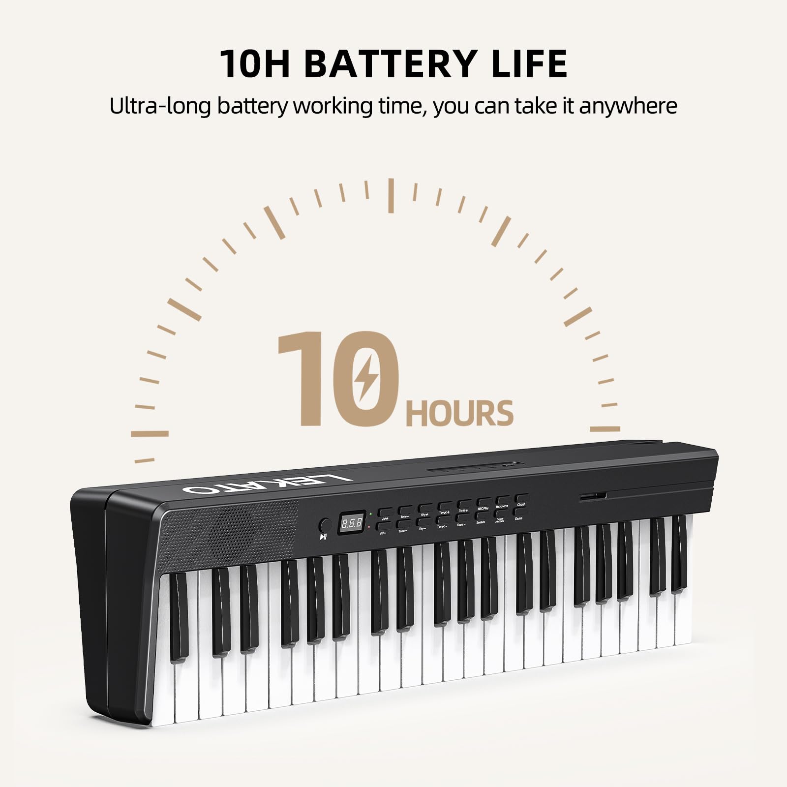 LEKATO FP-10 88 Key Portable Folding Digital Piano with Sustain Pedal - Semi-Weighted Wood Grain Keys, Bluetooth MIDI Connectivity - Perfect for Beginners, Travel & Home Practice (Ideal for Small Spaces & On-the-Go Musicians)
