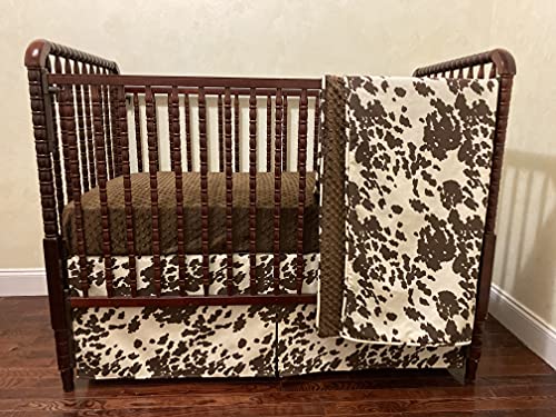 Western Cowhide Crib Bedding Set for Baby Boys | Soft Nursery Bedding with Rustic Theme | Perfect for Cowboy-Themed Nurseries and Western Baby Showers