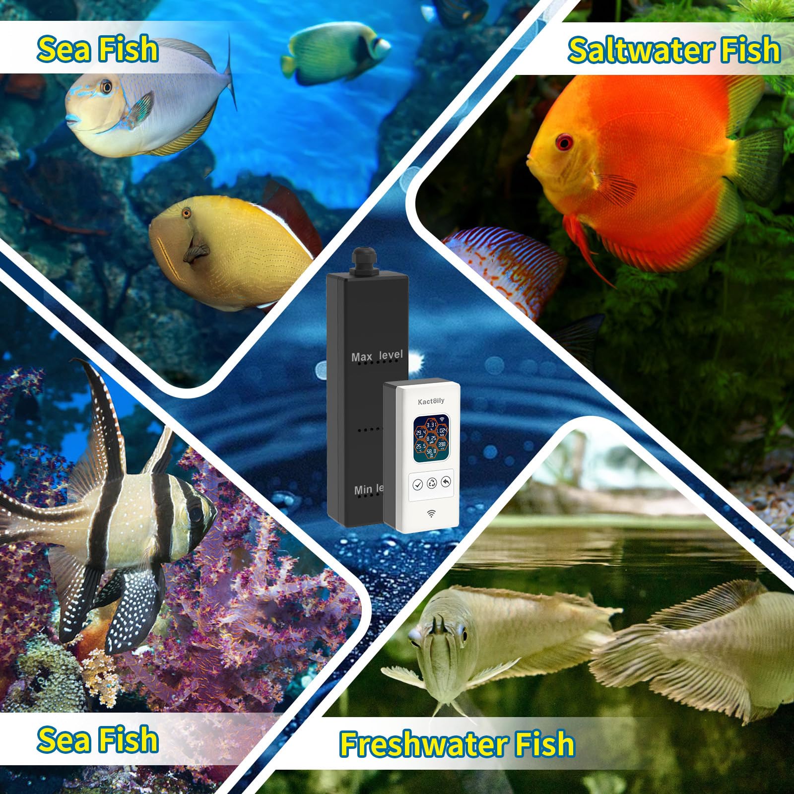 Smart Aquarium Water Quality Monitor - pH, ORP, Salt, TDS, EC & Temperature Tester with WiFi for Freshwater & Saltwater Fish Tanks | 24/7 Remote Monitoring for Healthy Aquatic Life