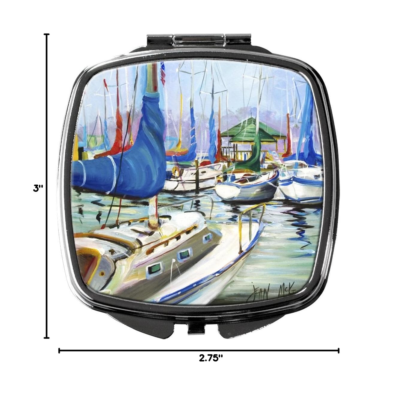 Daybreak Sailboats Compact Mirror - Decorative Travel Makeup Mirror for Women & Girls | Folding Handheld Pocket Mirror | Perfect Gift for Travel, Home Vanity & Purse | Caroline's Treasures JMK1241SCM