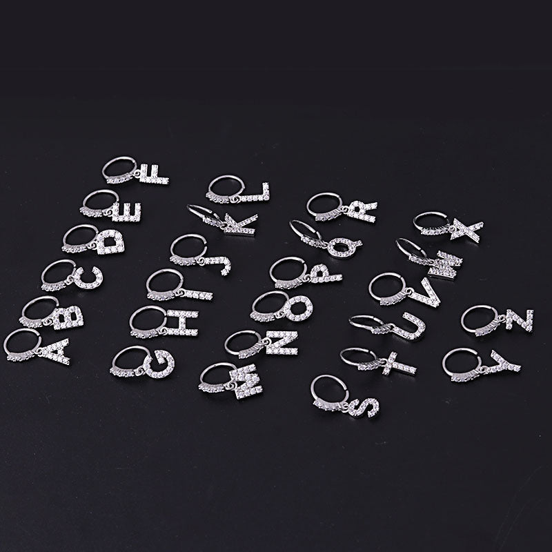 18K Gold Dangle Letter Hoop Nose Ring - Personalized Initial Nose Stud for Women | Trendy Body Jewelry for Parties, Date Night & Everyday Wear (HSPJ676)