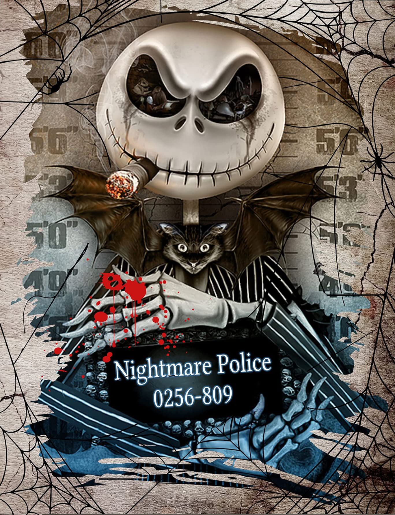 1000-Piece Halloween Skull Nightmare Police Mugshot Wooden Jigsaw Puzzle - Brain Teaser Game for Adults & Kids, Educational Toy & Gift for Family Game Night