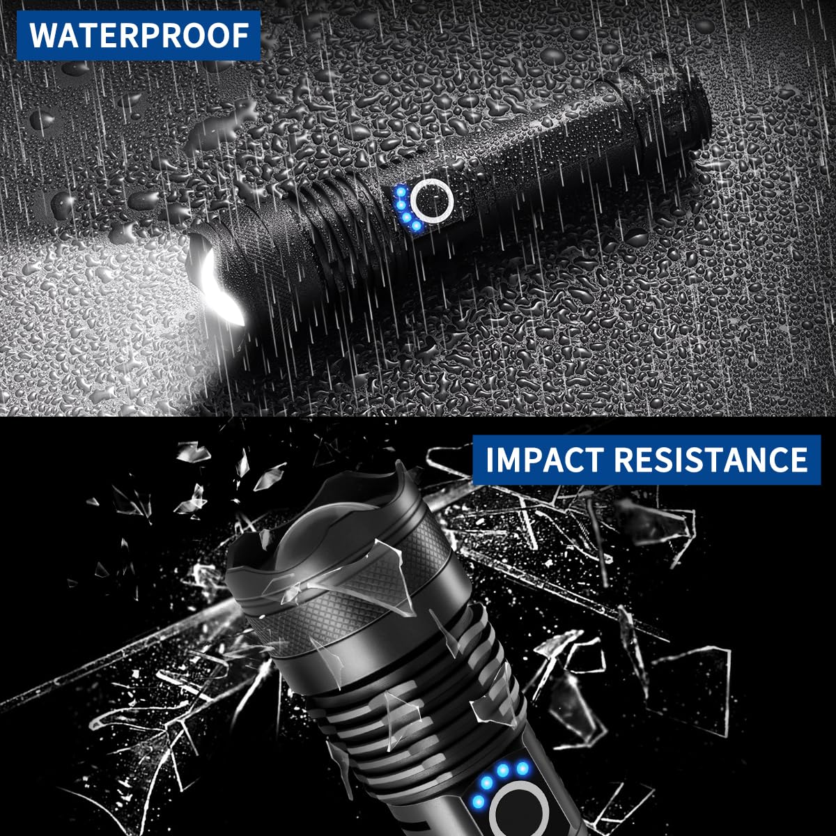 Super Bright Rechargeable Flashlight 990000 Lumens - 2 Pack Tactical LED Flashlights with 5 Modes, Waterproof & High-Powered - Perfect for Camping, Hiking, Emergency, and Outdoor Adventures