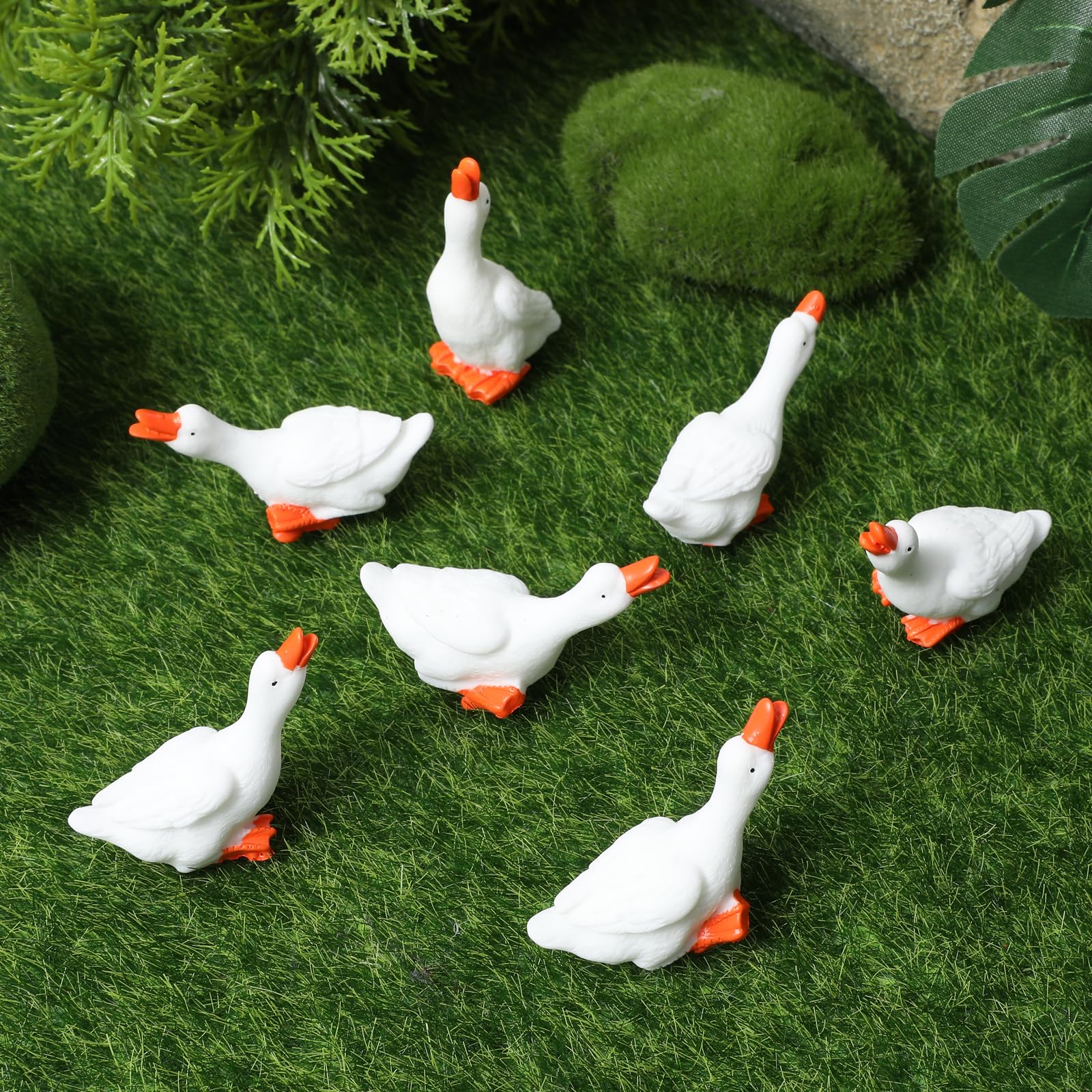 12pcs Resin White Goose Miniature Figurines - Small Animal Decor for DIY Crafts, Home Decoration, Fairy Gardens & Aquarium Accessories | Cute Resin Animal Ornaments for Tabletop Displays & Party Favors