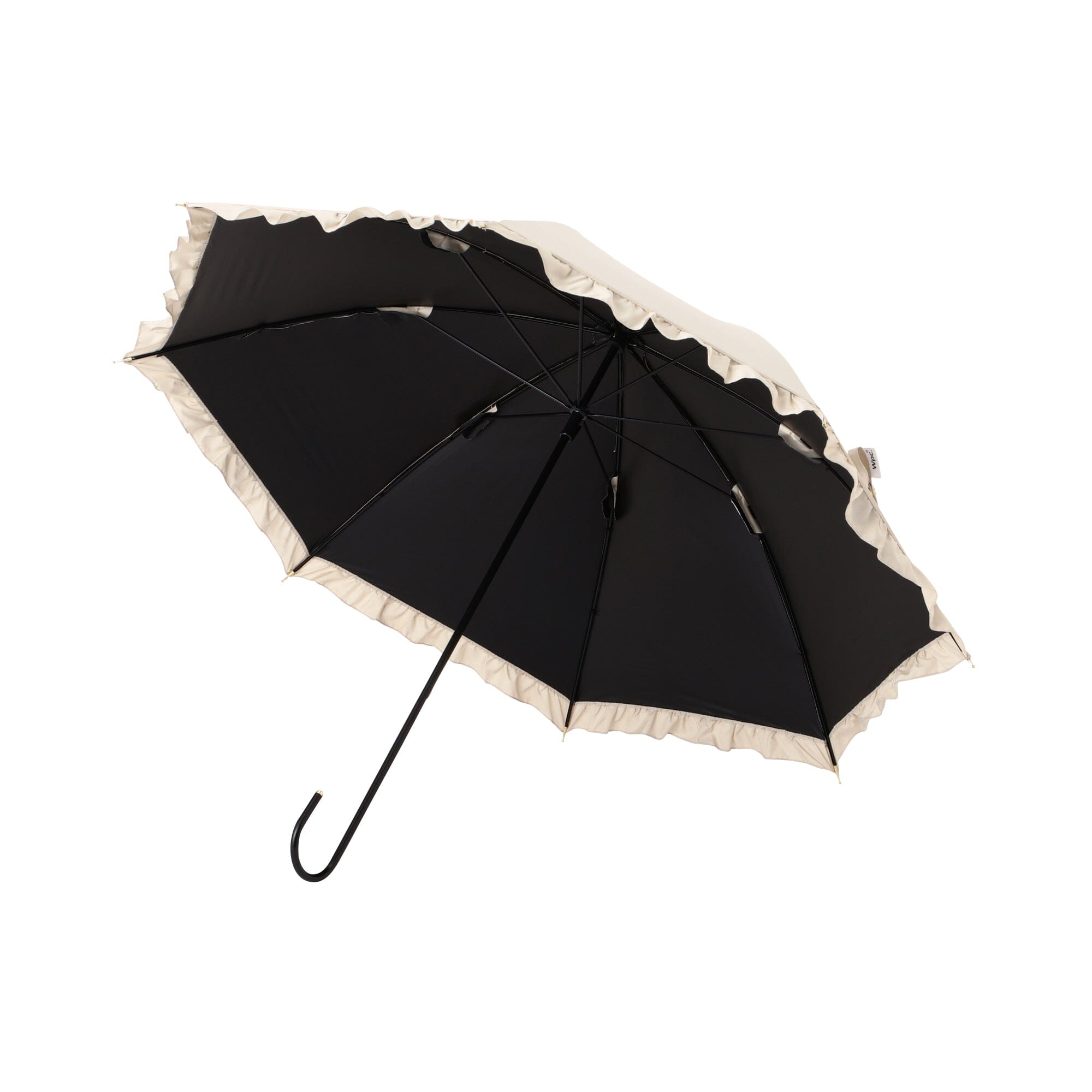 Classic Frill Long Umbrella 50Cm Beige - UV Protection & Waterproof for Sunny and Rainy Days - Perfect for Beach, Wedding, and Outdoor Activities