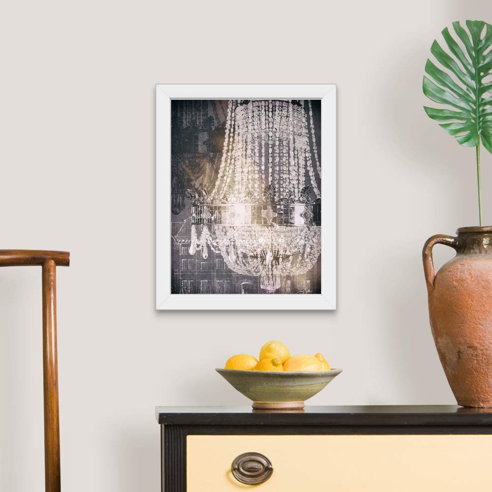 White Framed Chandelier Art Print - Elegant Wall Decor for Living Room, Bedroom & Dining Room - Perfect Home Decoration & Gift Idea
