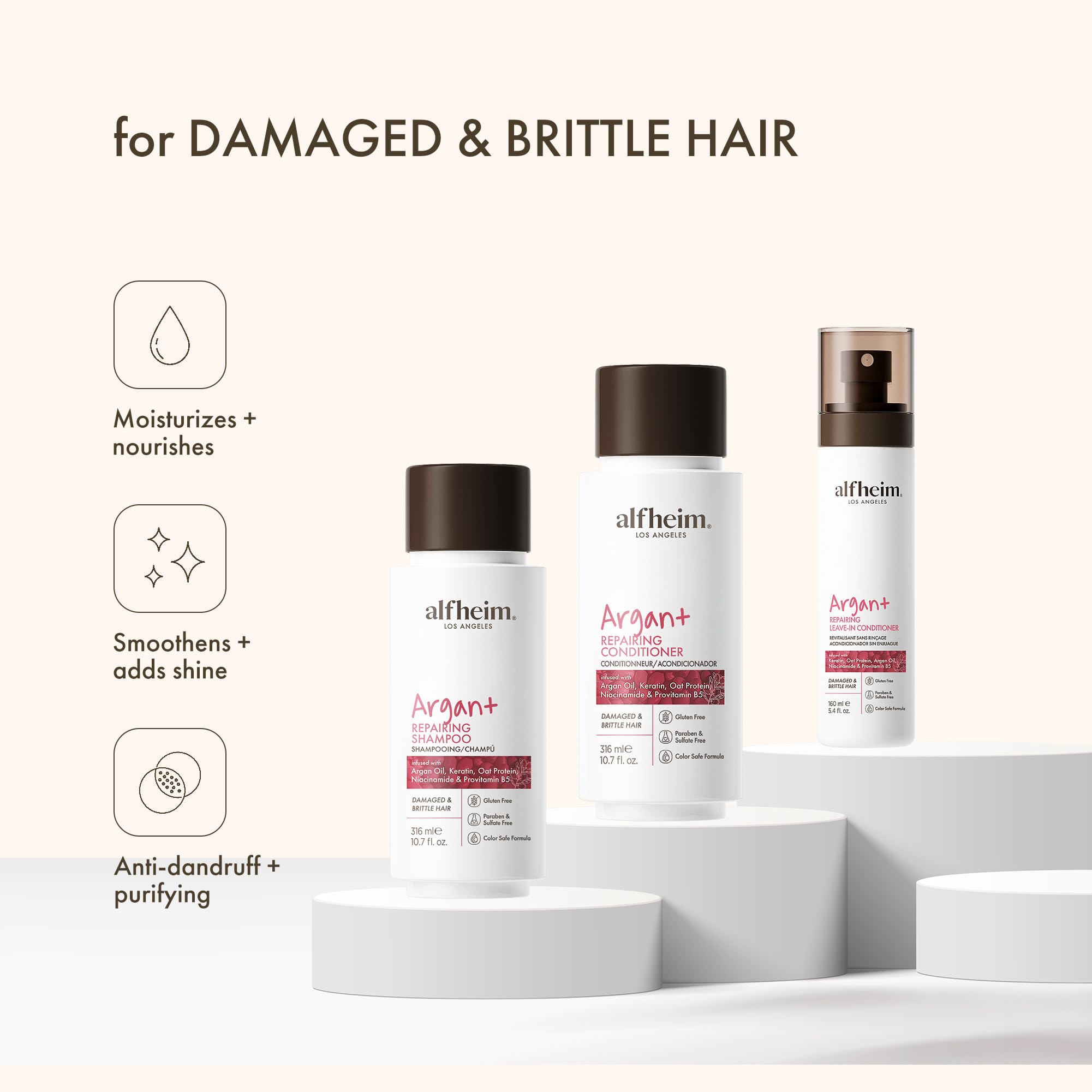 **Argan Oil Repairing Shampoo & Conditioner Set - 3 Piece Kit for Damaged Hair, Deep Hydration & Frizz Control - Sulfate & Paraben Free - Daily Care & Post-Color Treatment - Perfect for Dry, Brittle Hair & Salon Aftercare**