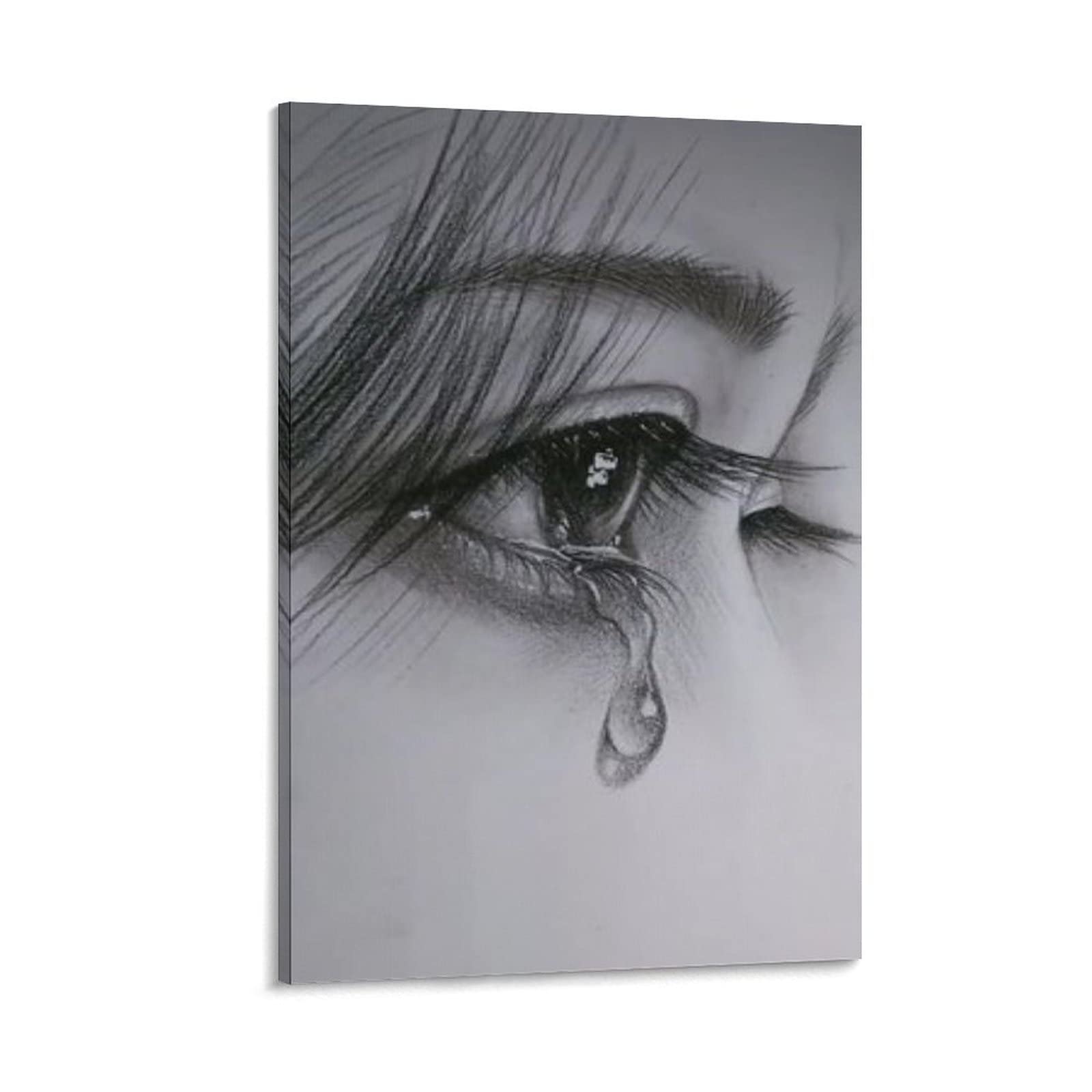 Elegant Sad Lady Art Print - Minimalist Aesthetic Canvas Wall Decor for Girls Room, Living Room & Home - 24x36 Inch (60x90cm) - Perfect for Bedroom, Office & Gift Giving