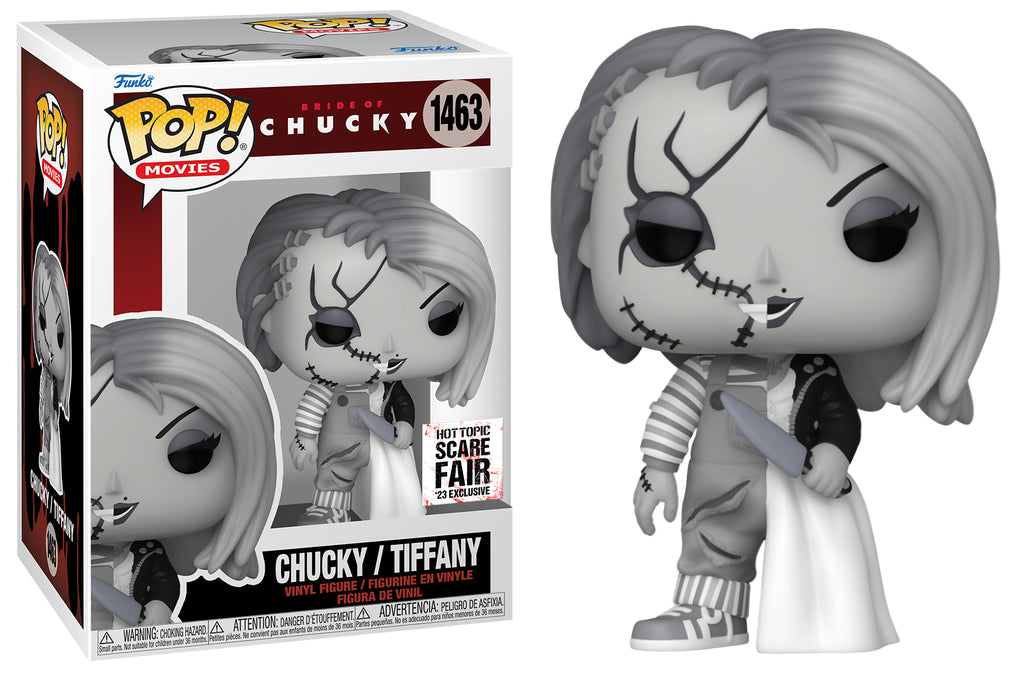 Bride Of Chucky Pop! Movies Chucky and Tiffany Vinyl Figure #1463 - Horror Movie Collectible for Fans, Perfect for Display and Gifts
