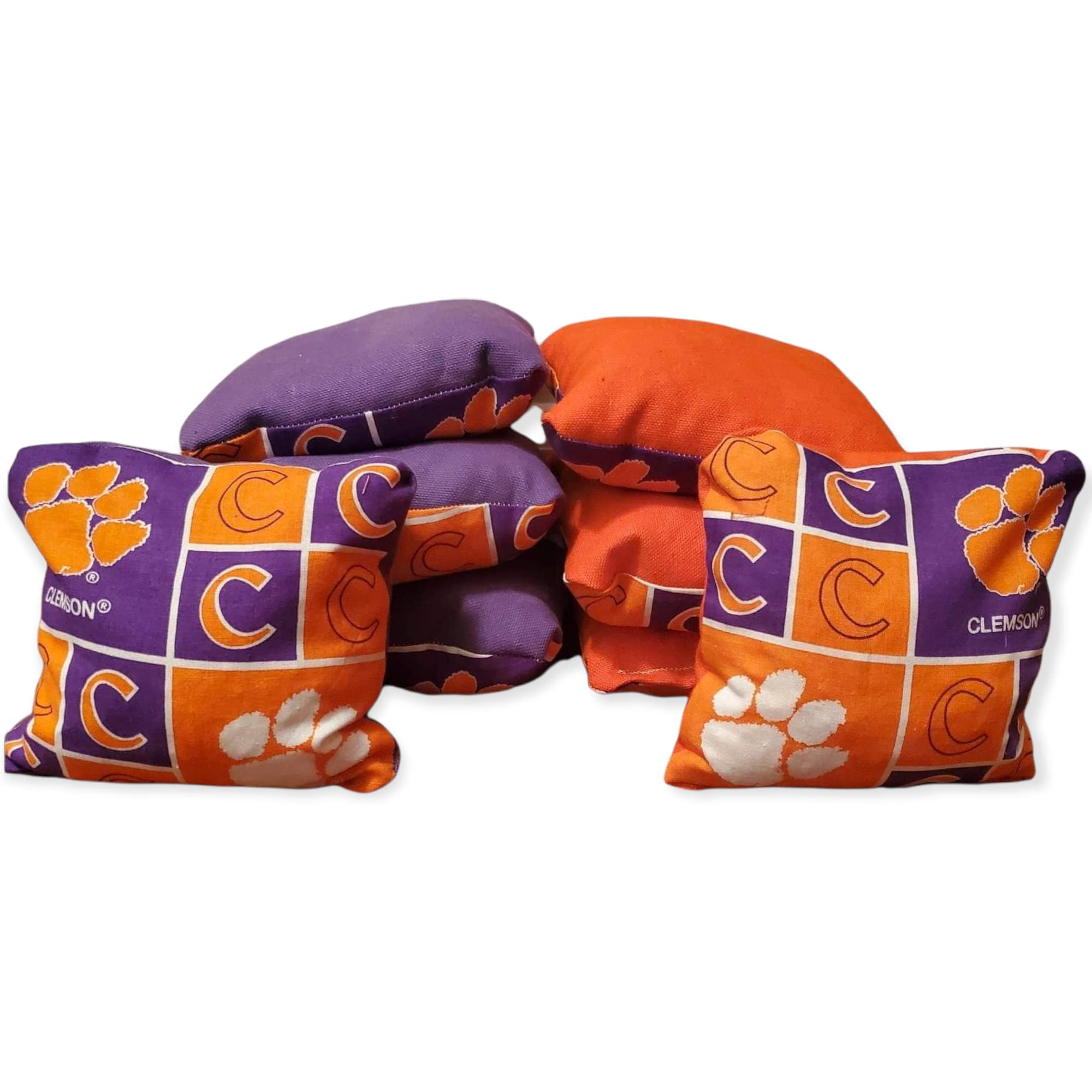 Premium Clemson Cornhole Bags Set of 8 - Durable Bean Bags for Outdoor Games, Tailgating, and Backyard Fun - Perfect for Clemson Tigers Fans and College Football Parties