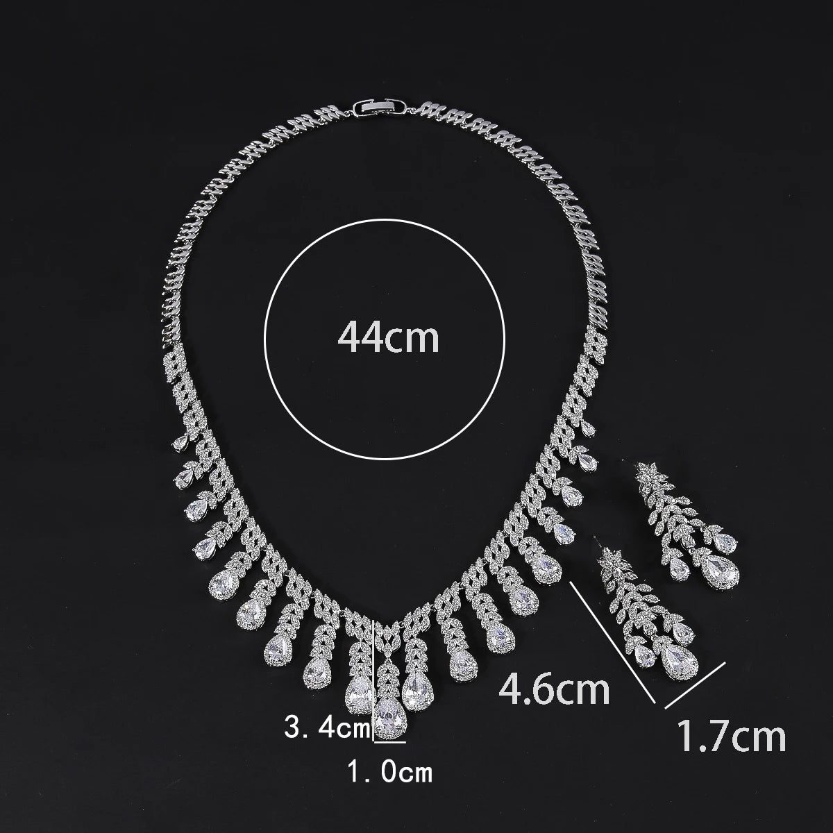 Luxury 2-Piece Water Drop Cubic Zirconia Bridal Jewelry Set - Necklace & Earrings for Weddings, Anniversaries & Special Occasions | CN11014