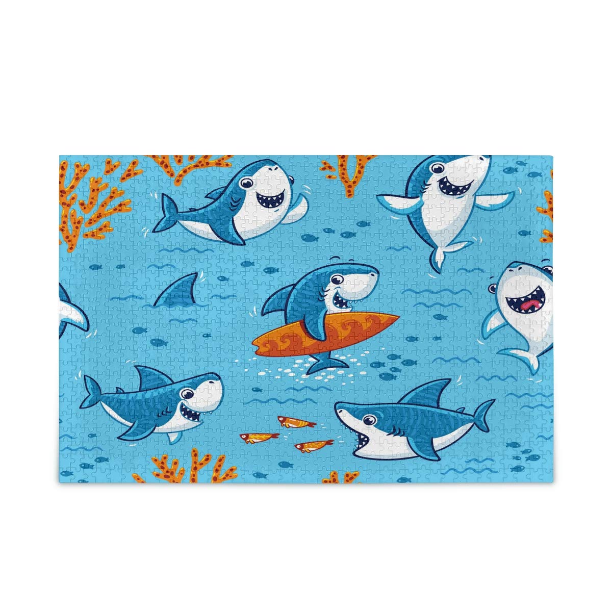 VIKKO 1000-Piece Underwater Cartoon Shark Puzzle for Adults & Kids - 29.5x19.7 Inch Blue Ocean Theme Jigsaw Puzzle, Fun DIY Brain Teaser & Home Decor - Perfect for Family Game Nights, Stress Relief & Educational Play