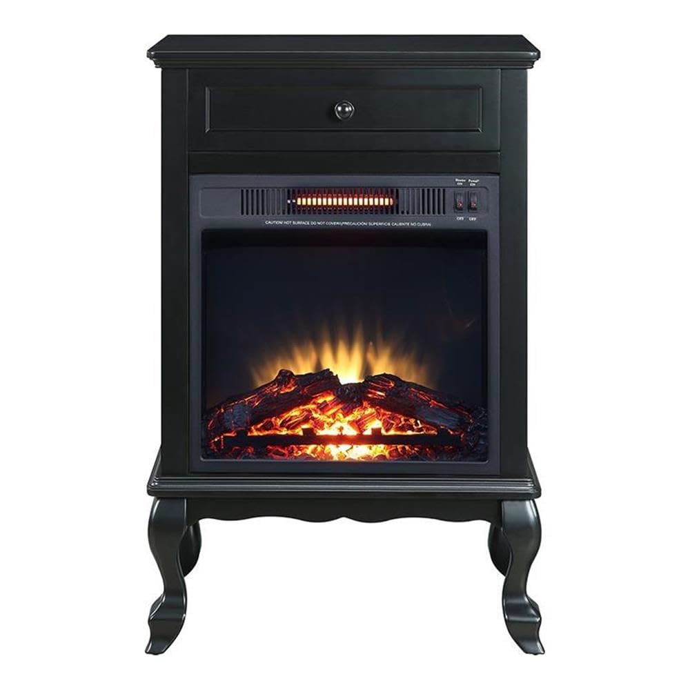 Acme Eirene Black Wooden 1-Drawer Fireplace - Perfect for Living Room, Bedroom & Office Decor