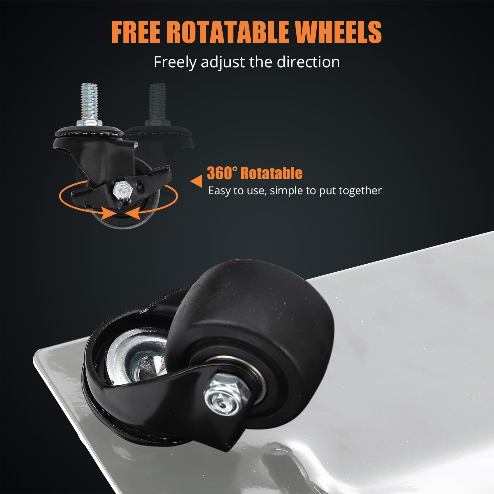 Upgraded Towallmark 4-Pack Car Dolly with Nylon Wheels - 6000lbs Capacity, 360° Rotating Vehicle Wheel Dollies for Moving Cars, Trucks, Trailers & Motorcycles (Silver) - Perfect for Garage Storage, Auto Repair Shops & Vehicle Maintenance