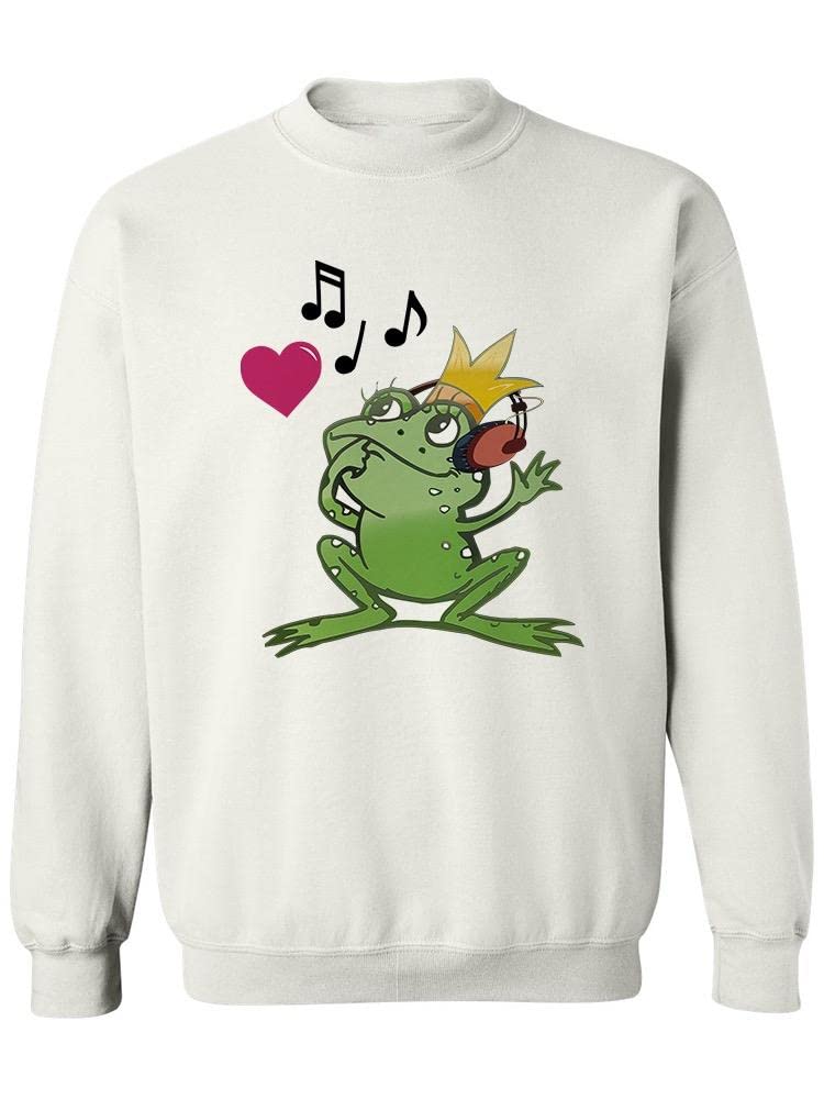 Smartprints Frog With Headphones Women's Sweatshirt | Trendy Graphic Pullover | Perfect for Casual Wear, Music Lovers & Gift Giving - SPIdeals Designs