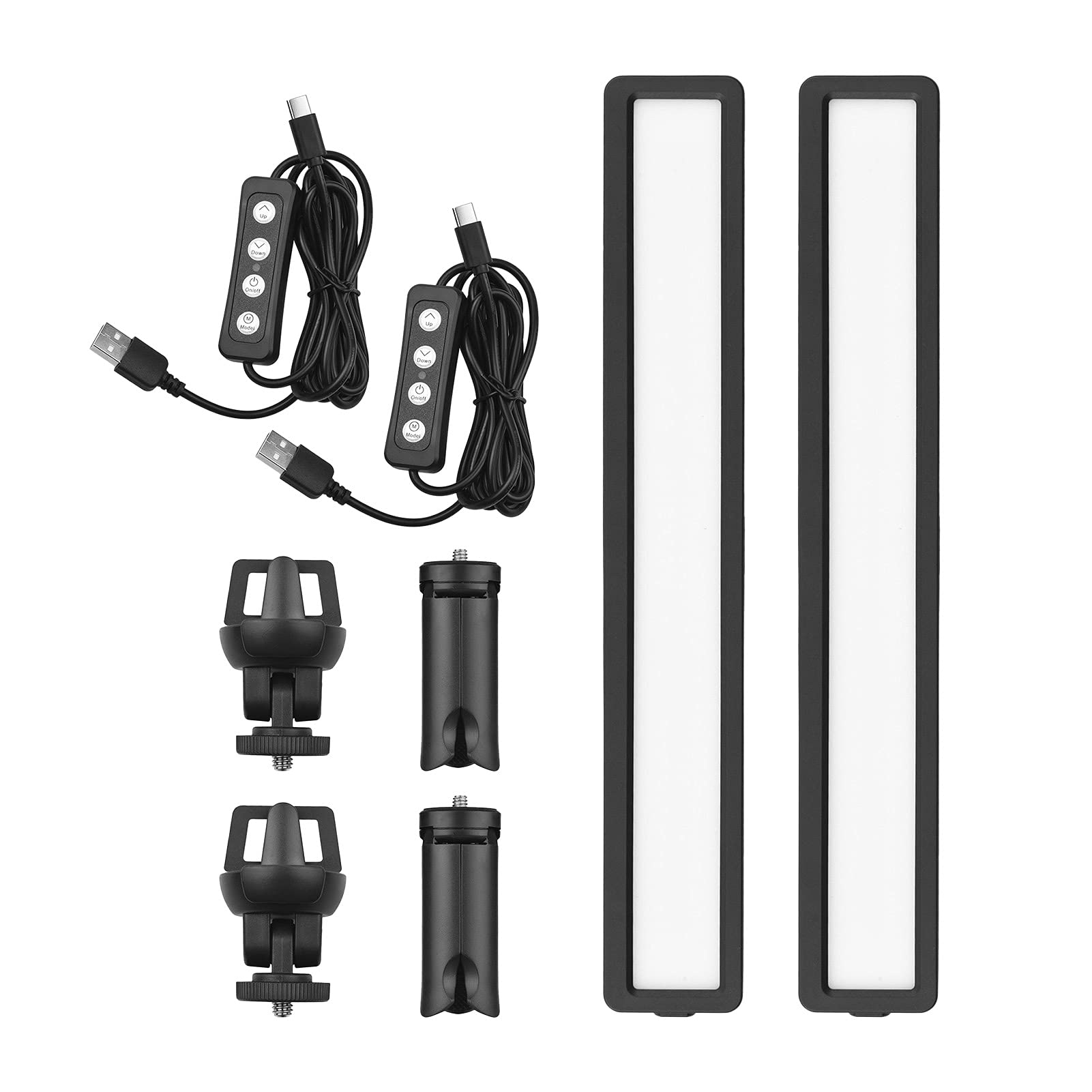 Andoer 2-Pack USB LED Video Light with Tripod Stand & Screen Clamp - Adjustable 3 Color Temperature for Zoom Meetings, YouTube Streaming, TikTok Videos & Photography (White/Warm/Cool Light) - Perfect for Home Office, Studio & Content Creation