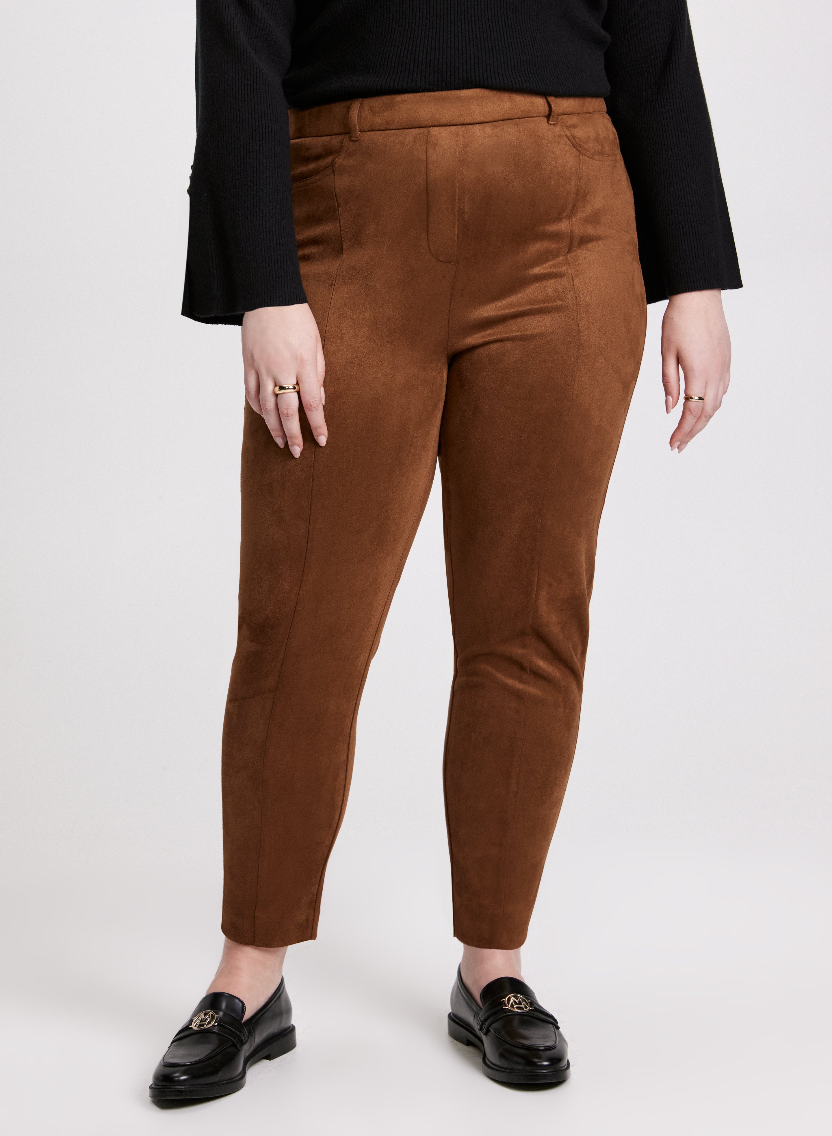 Chloe Vegan Suede Leggings for Women - High Waisted Stretchy Yoga Pants - Soft Faux Leather Leggings for Workout, Lounge & Everyday Wear