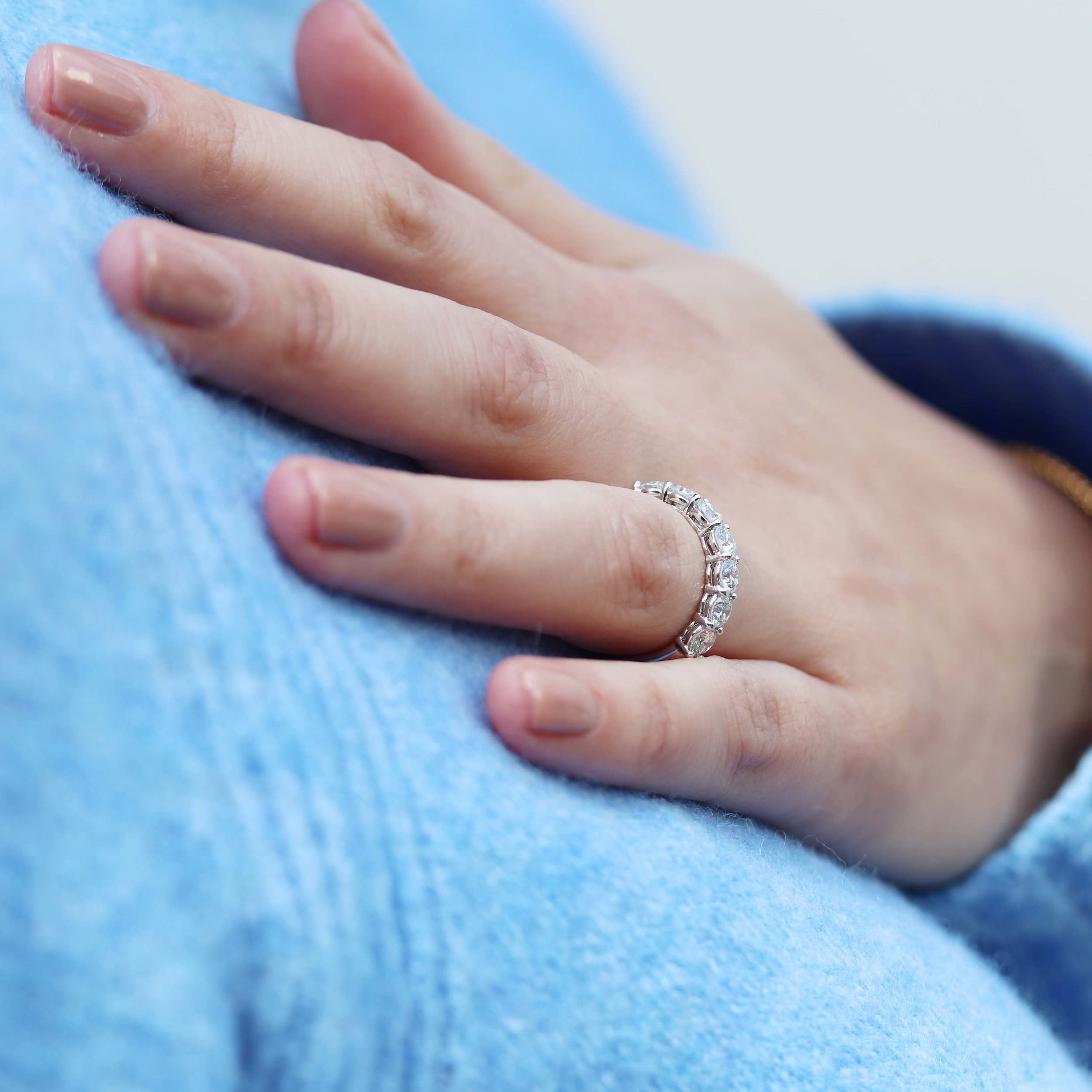 1.75Ct Moissanite Eternity Wedding Ring for Women - 14K White Gold Seven Stone Anniversary Promise Ring with Claw Setting (0.25Ct Each Stone) | Perfect for Bridal, Engagement, Anniversary Gifts & Special Occasions