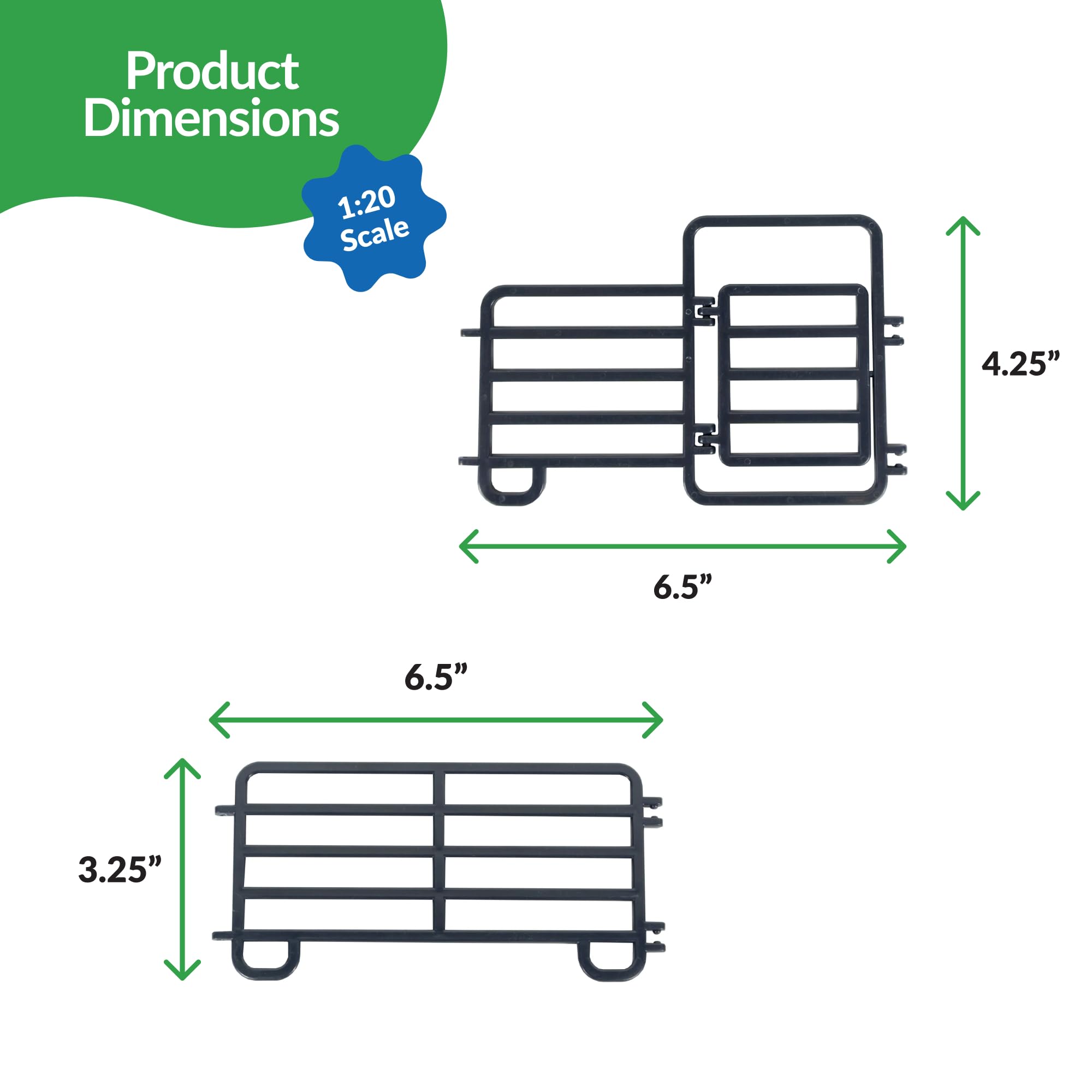 Big Country Toys 7-Piece Corral Fence Panel Set - 1:20 Scale Farm Animal Toy Fence - Durable Plastic Farm Fencing for Kids & Collectors - Perfect for Farm Playsets, Dioramas & Model Ranch Displays