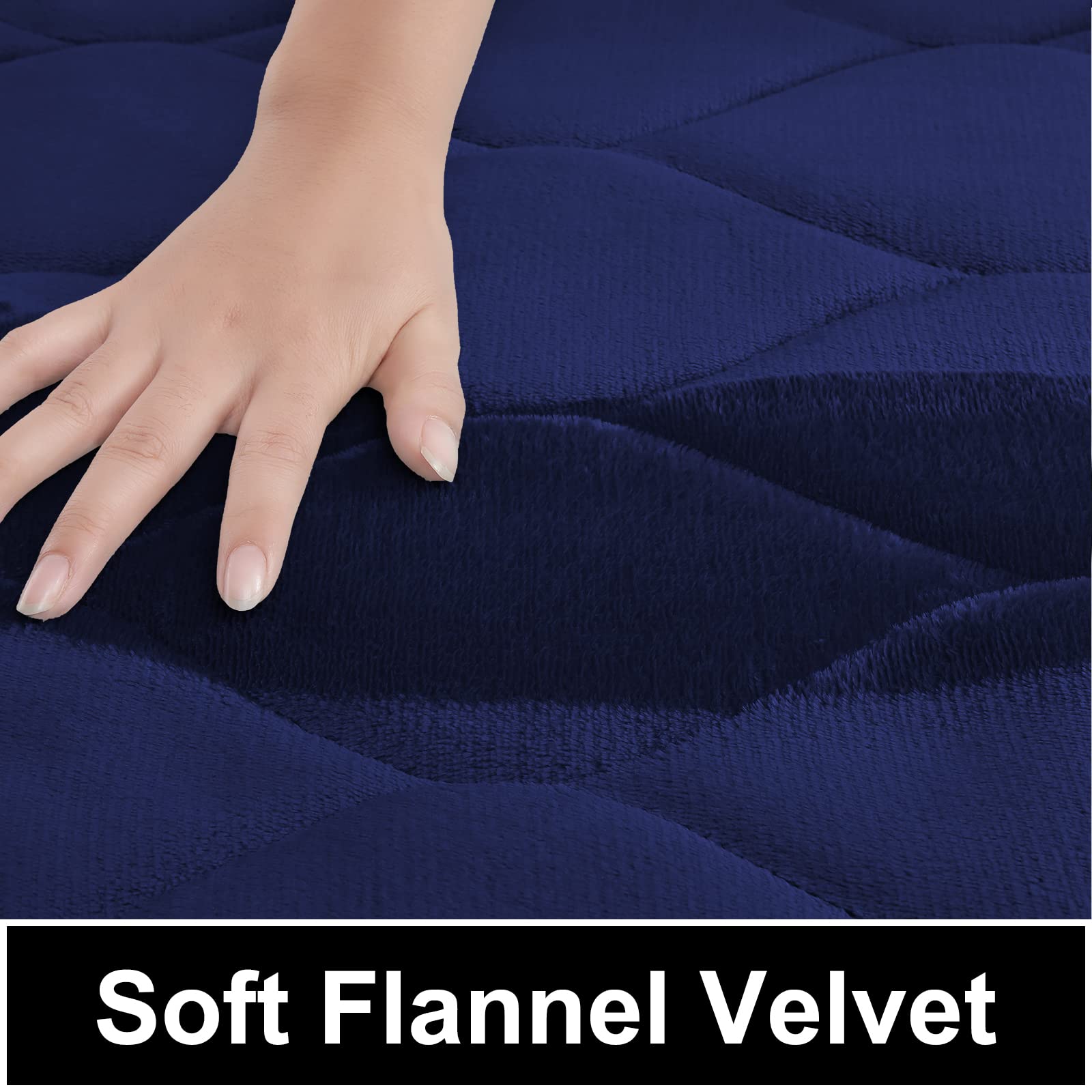 **Colorxy Memory Foam Bathroom Rugs - Super Soft, Non-Slip, Water Absorbent Bath Mat Set of 3 (Small/Large/Contour) - Washable Ogee Design in Navy Blue - Perfect for Bathroom, Shower, and Spa Use**
