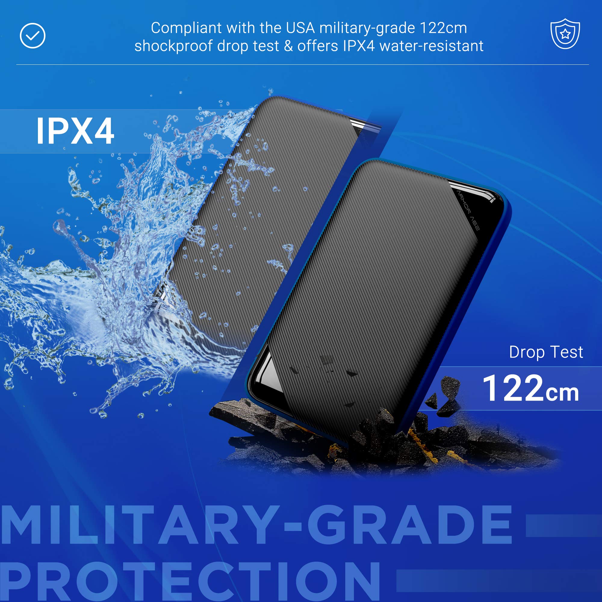 Silicon Power 4TB Rugged External Hard Drive - Shockproof USB 3.2 Portable HDD for PS5, Xbox, PC & Mac - Ideal for Gaming, Backup & Storage