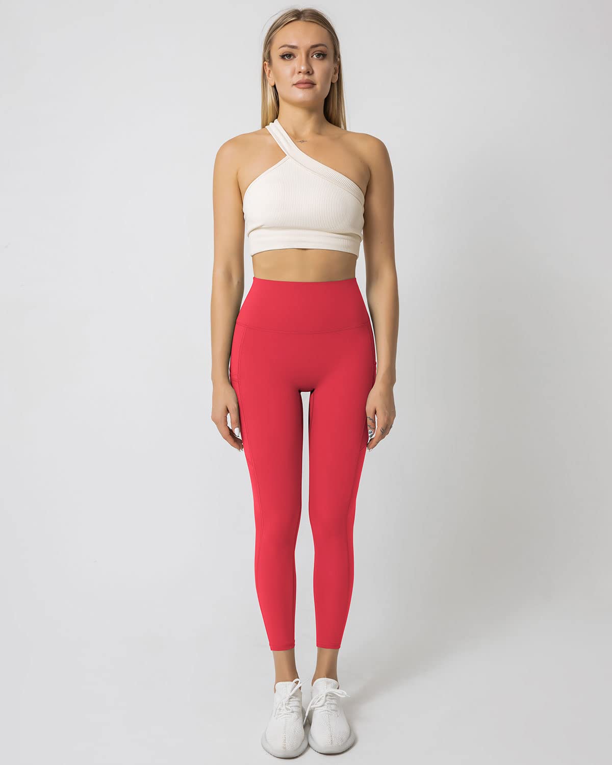 Women's High Waisted Yoga Pants with Pockets - Tummy Control Workout Leggings for Running, Gym & Lounge Wear