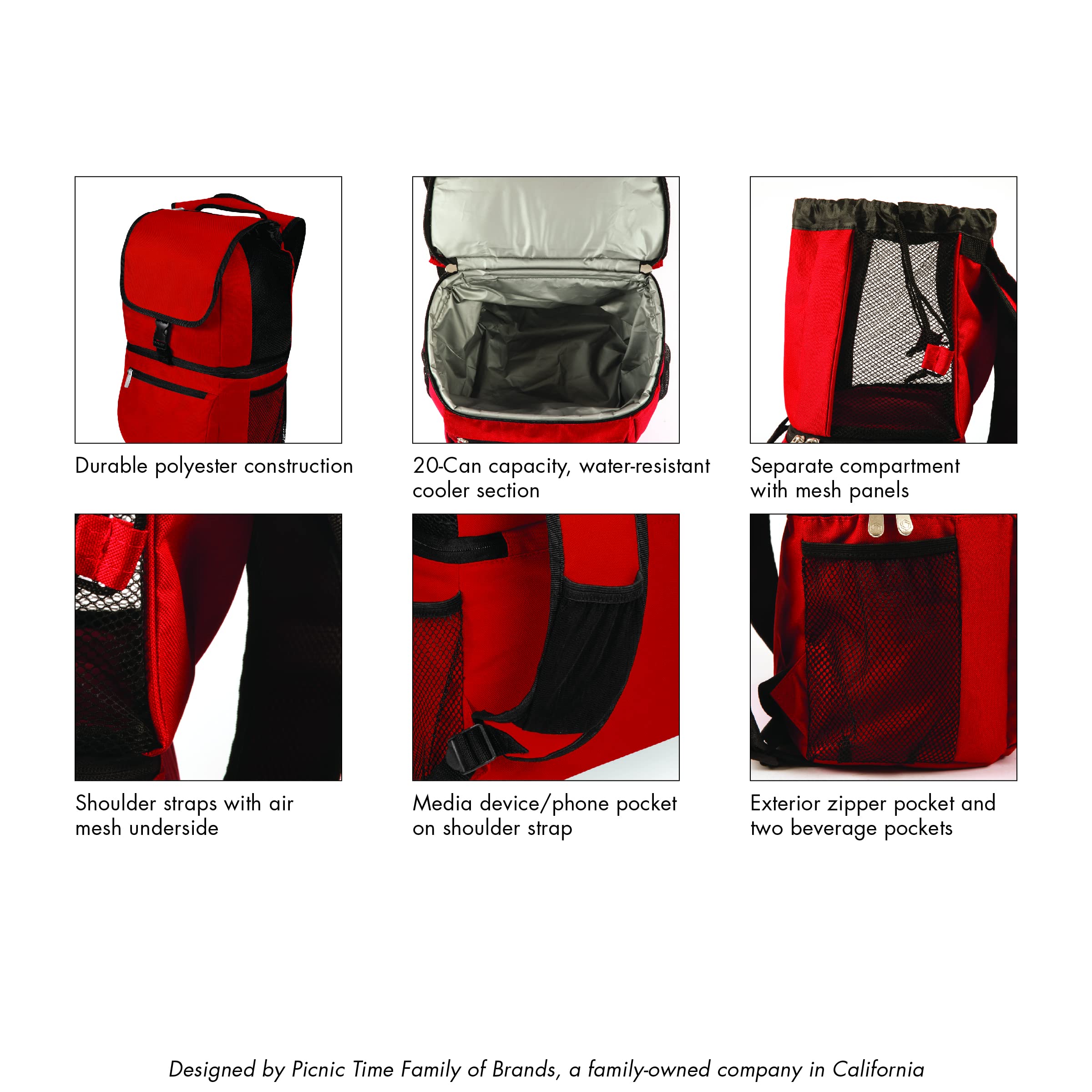 PICNIC TIME NFL Zuma Backpack Cooler - Insulated Soft Cooler Backpack for Lunch, Picnics, Beach & Outdoor Activities | Officially Licensed NFL Gear