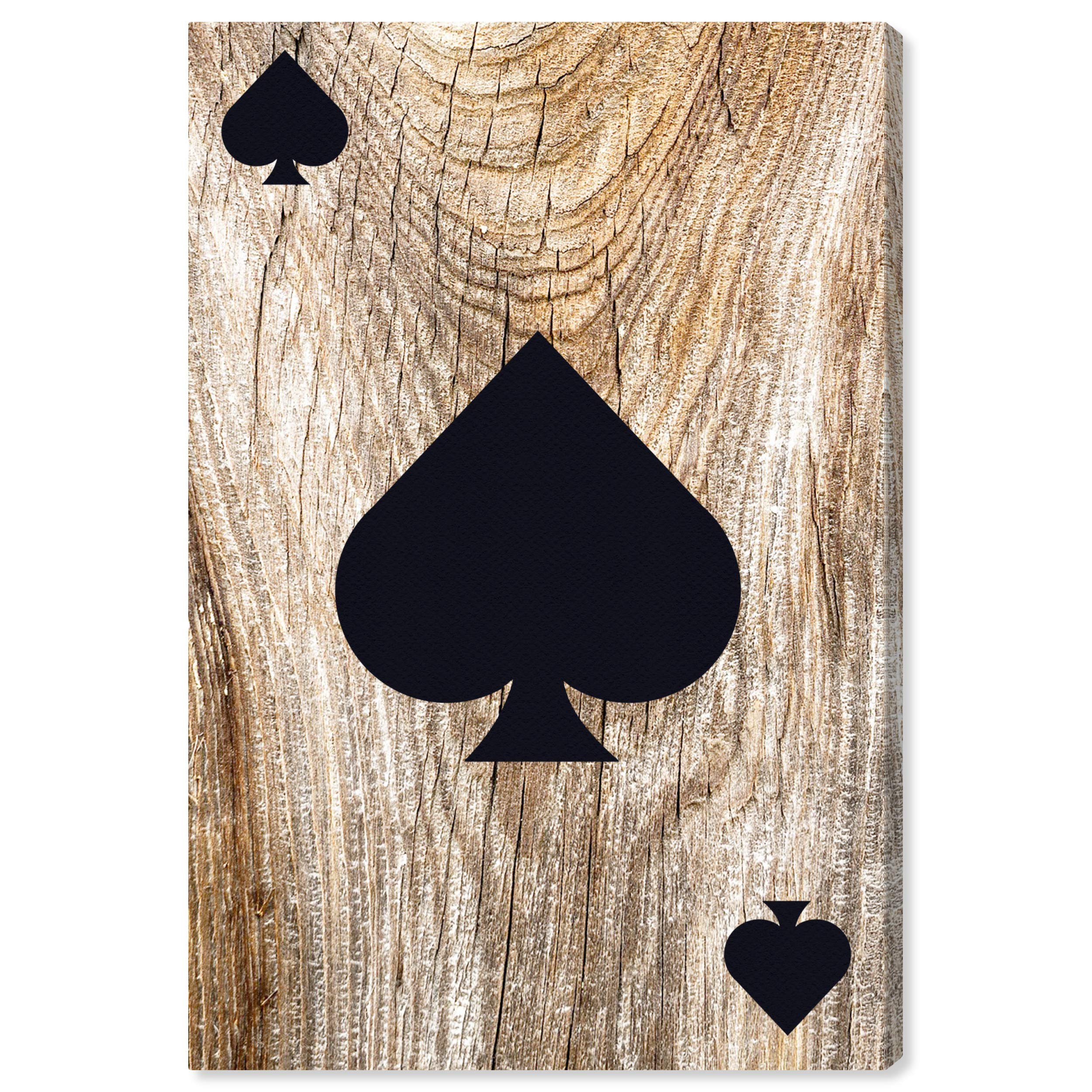 Oliver Gal Artist Co. Spade Card Wall Art Canvas Print - 30x45 Inch Black & Brown Home Decor for Living Room, Bedroom & Game Room - Entertainment & Hobby Themed Artwork