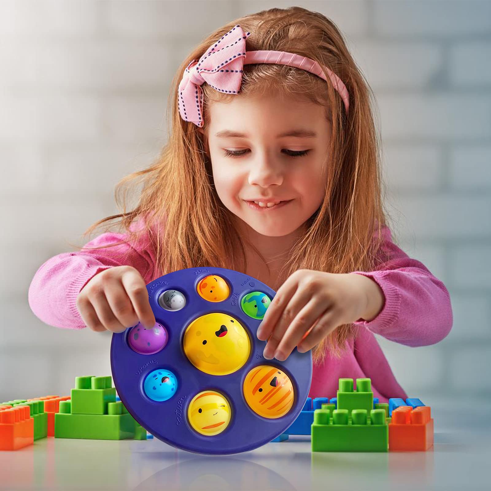 BULINGNA Pop Bubble Push Fidget Toy with Planet Design - Stress Relief Sensory Toy for Autism & Special Needs, Educational Astronomy Learning Toy for Kids - Perfect for Classroom, Home & Travel Use