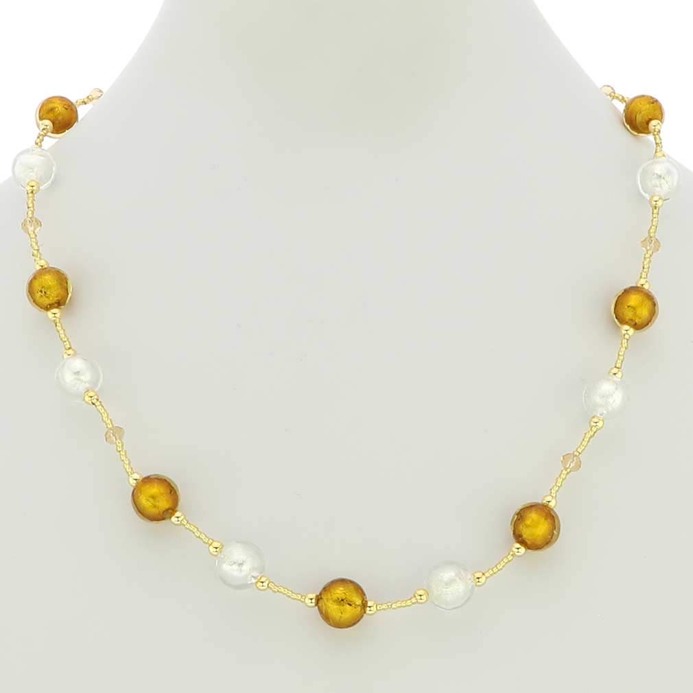 Venetian Murano Glass Beatrice Necklace in Topaz Gold - Handmade Italian Jewelry for Women, Perfect Gift for Birthdays & Anniversaries
