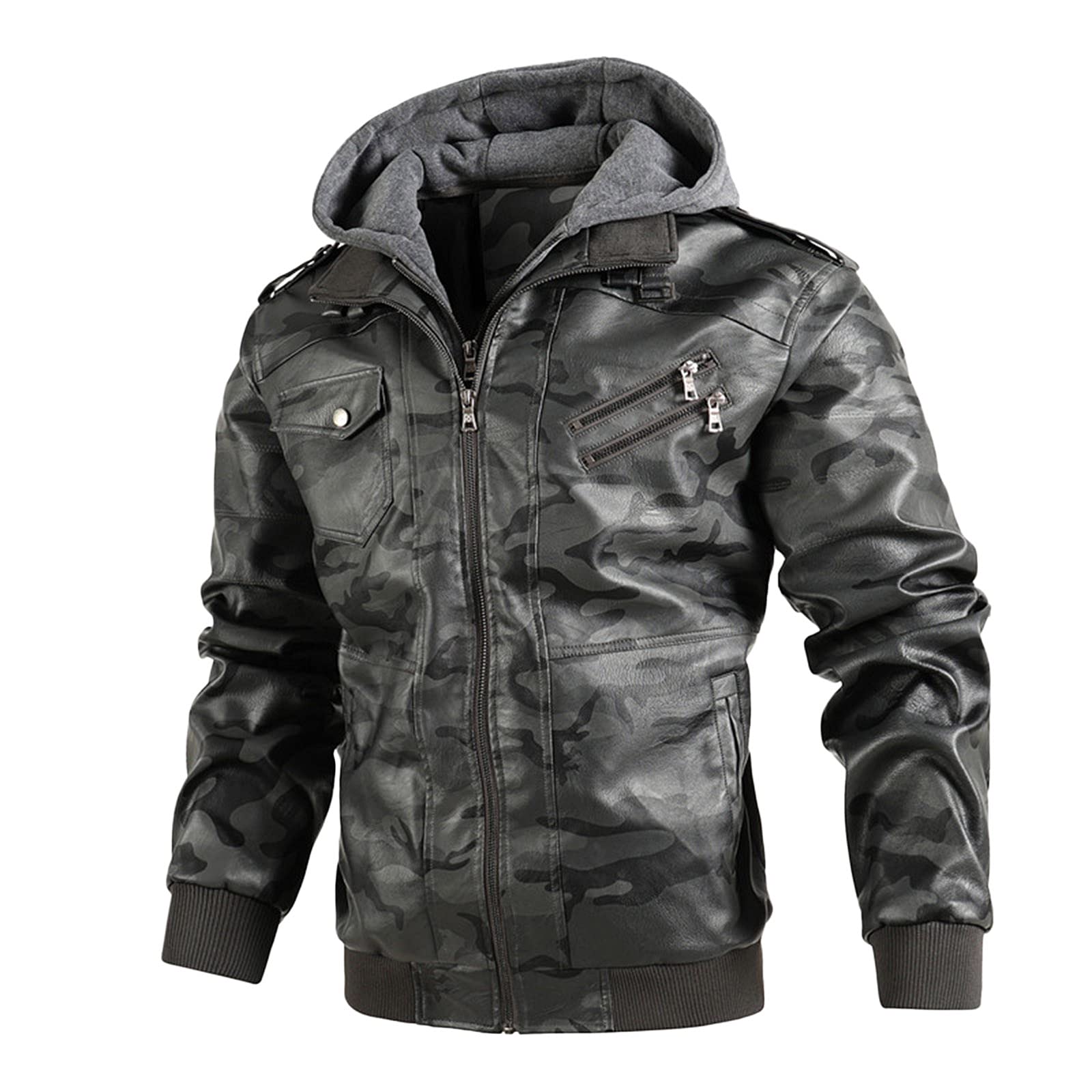 Men's Winter Cargo Jacket - Quilted Leather Punk Style Workwear for Outdoor & Casual Wear - Perfect for Hiking, Work & Street Fashion