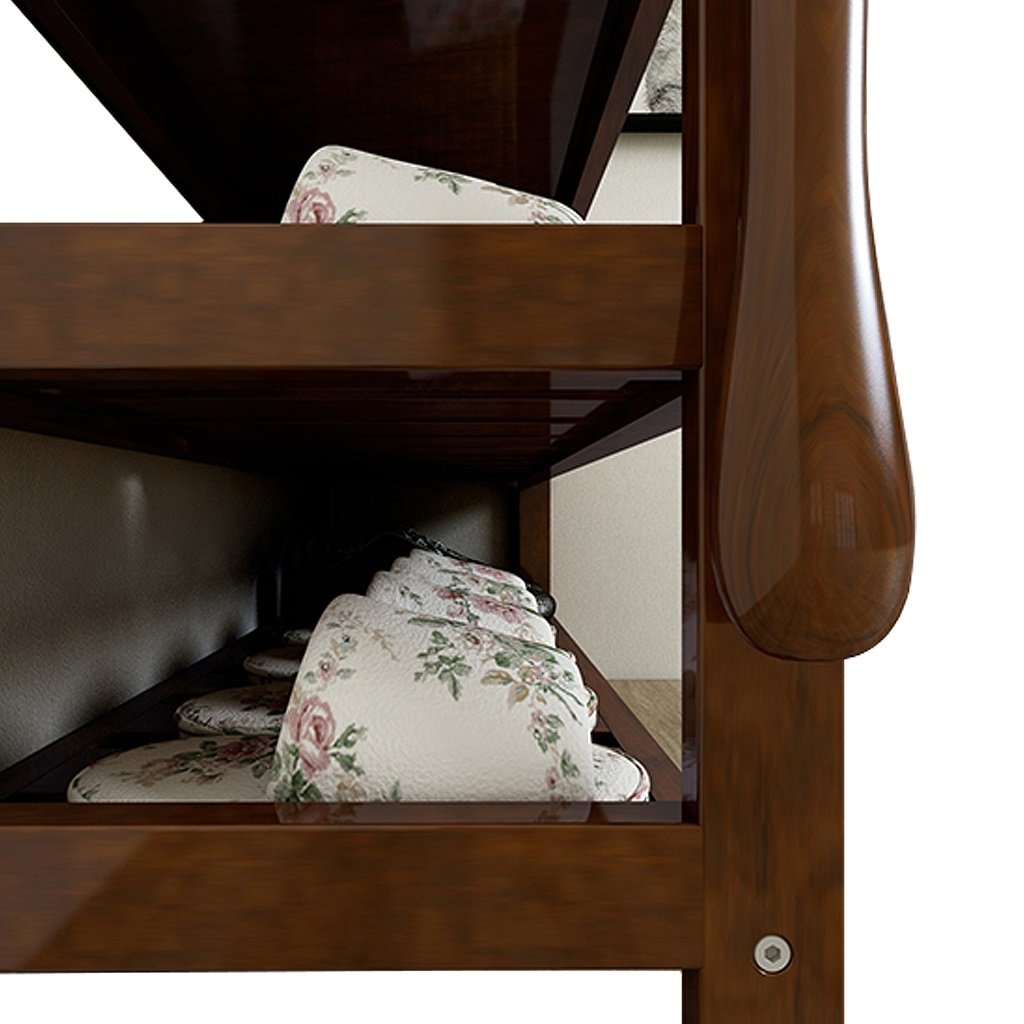 Premium Bamboo Shoe Bench with Hooks - 80cm Over The Door Shoe Organizer & Storage Cabinet - Espresso Finish Wooden Shoe Rack for Entryway, Bedroom, or Closet Organization