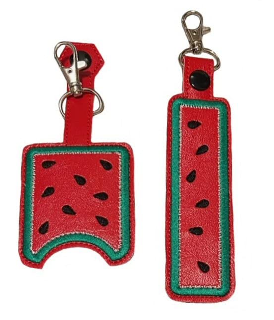 Watermelon Shaped Hand Sanitizer & Lip Balm Holder - Cute Fruit Design for Purse, Backpack, Keychain - Perfect for School, Office, Travel Accessories